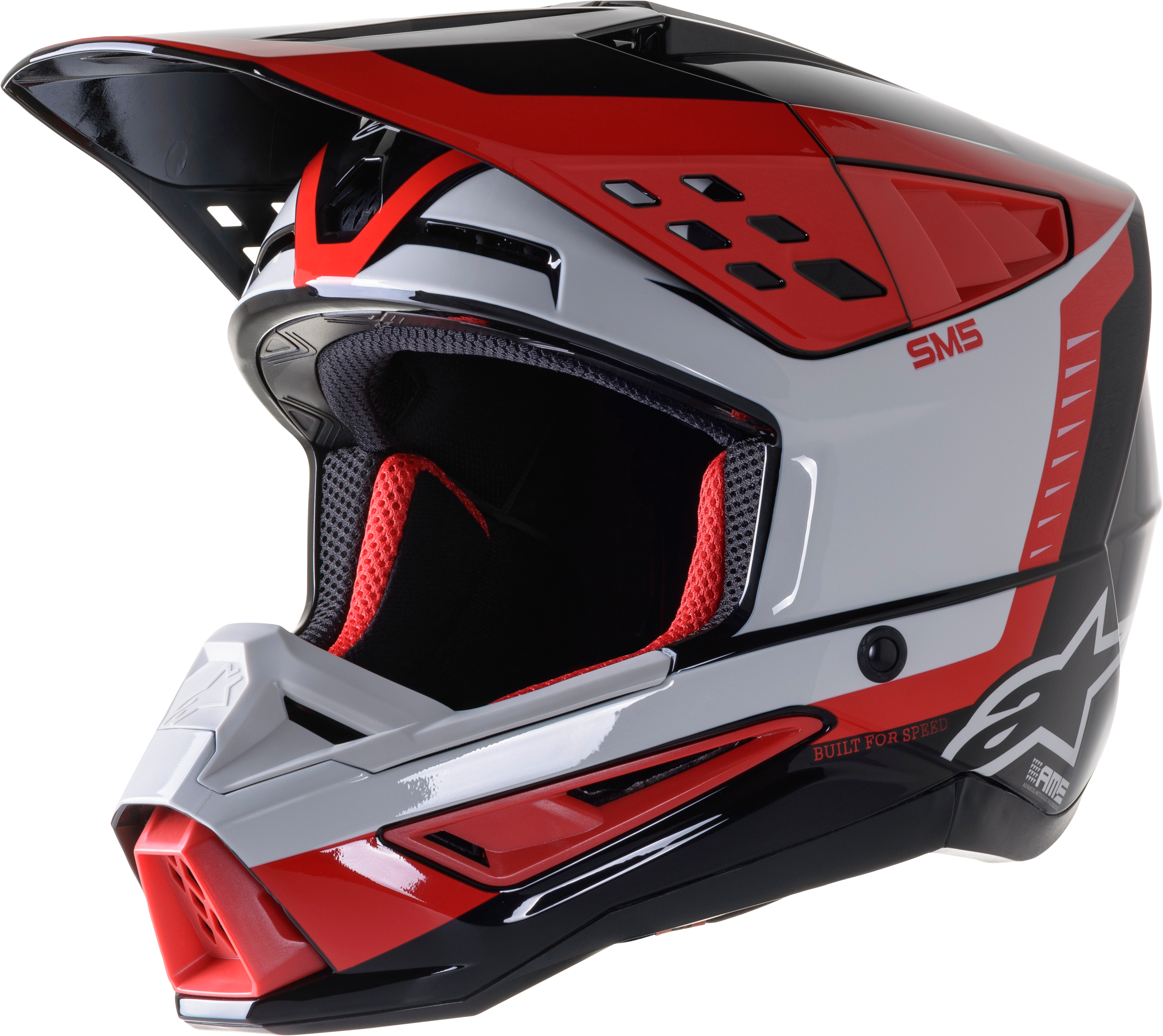 S-M5 BEAM HELMET BLACK/GREY/RED GLOSSY SM