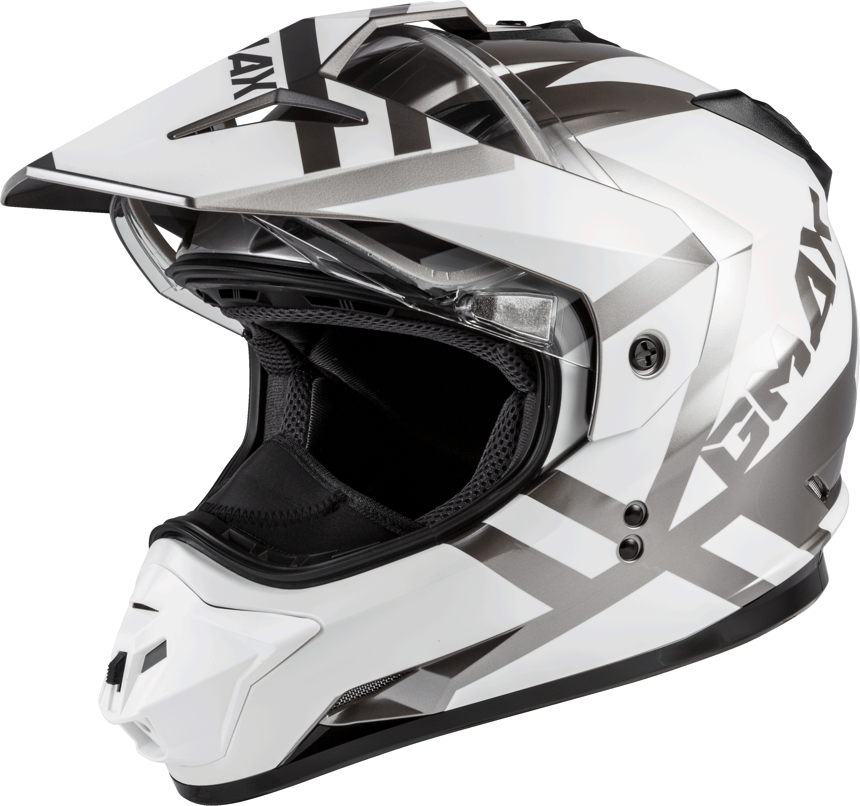 GM-11S DUAL-SPORT TRAPPER SNOW HELMET WHITE/SILVER MD