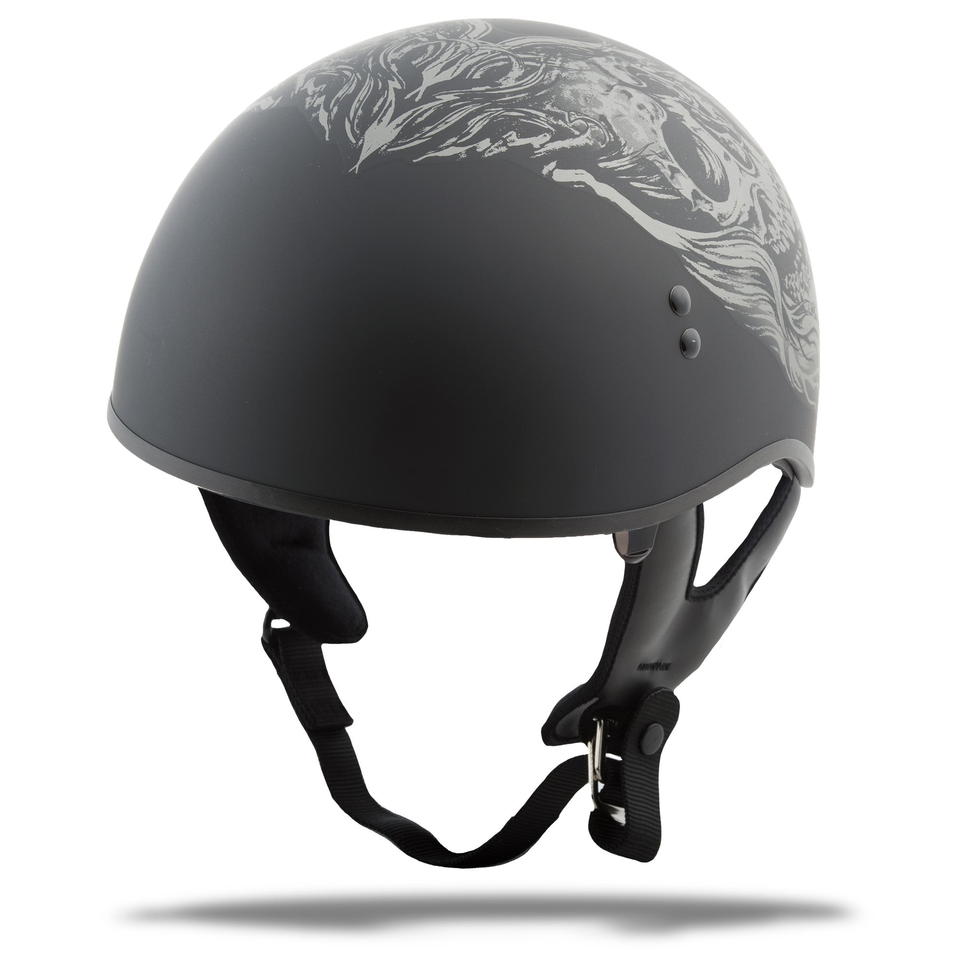 HH-65 HALF HELMET GHOST/RIP NAKED MATTE BLACK/SILVER LG