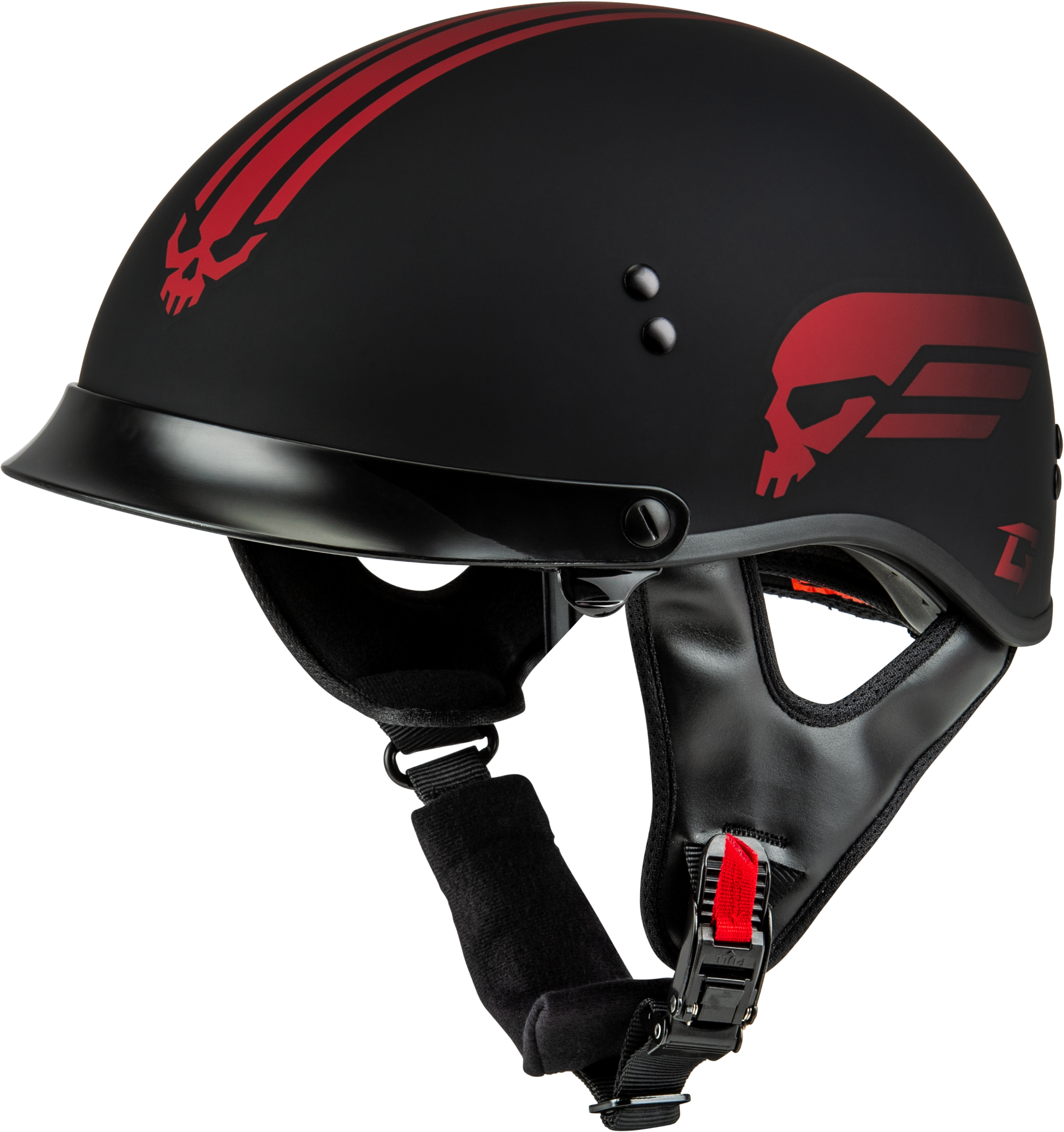 HH-65 RETRIBUTION HELMET W/PEAK MATTE BLACK/RED MD