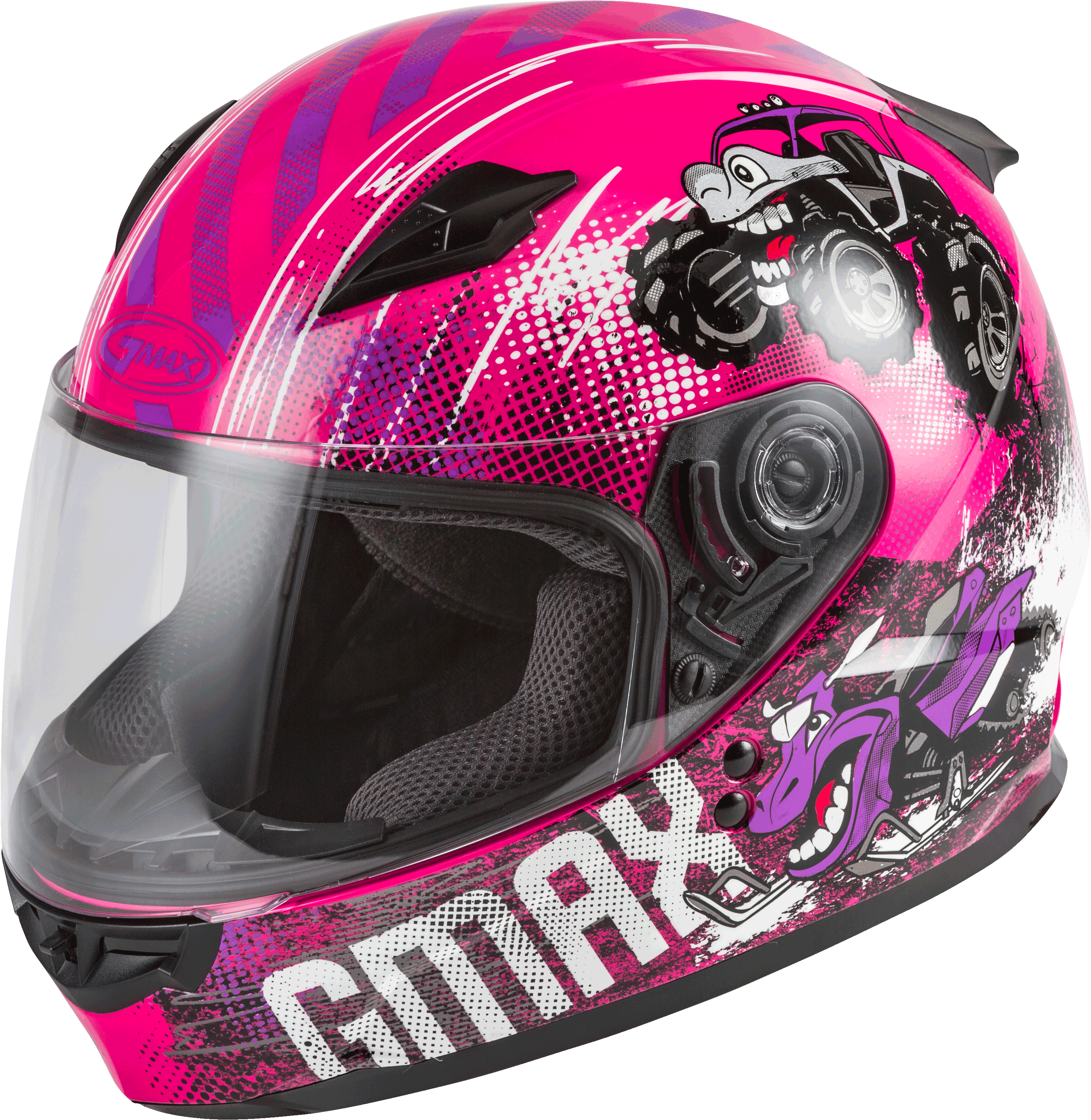 YOUTH GM-49Y BEASTS FULL-FACE HELMET PINK/PURPLE/GREY YS