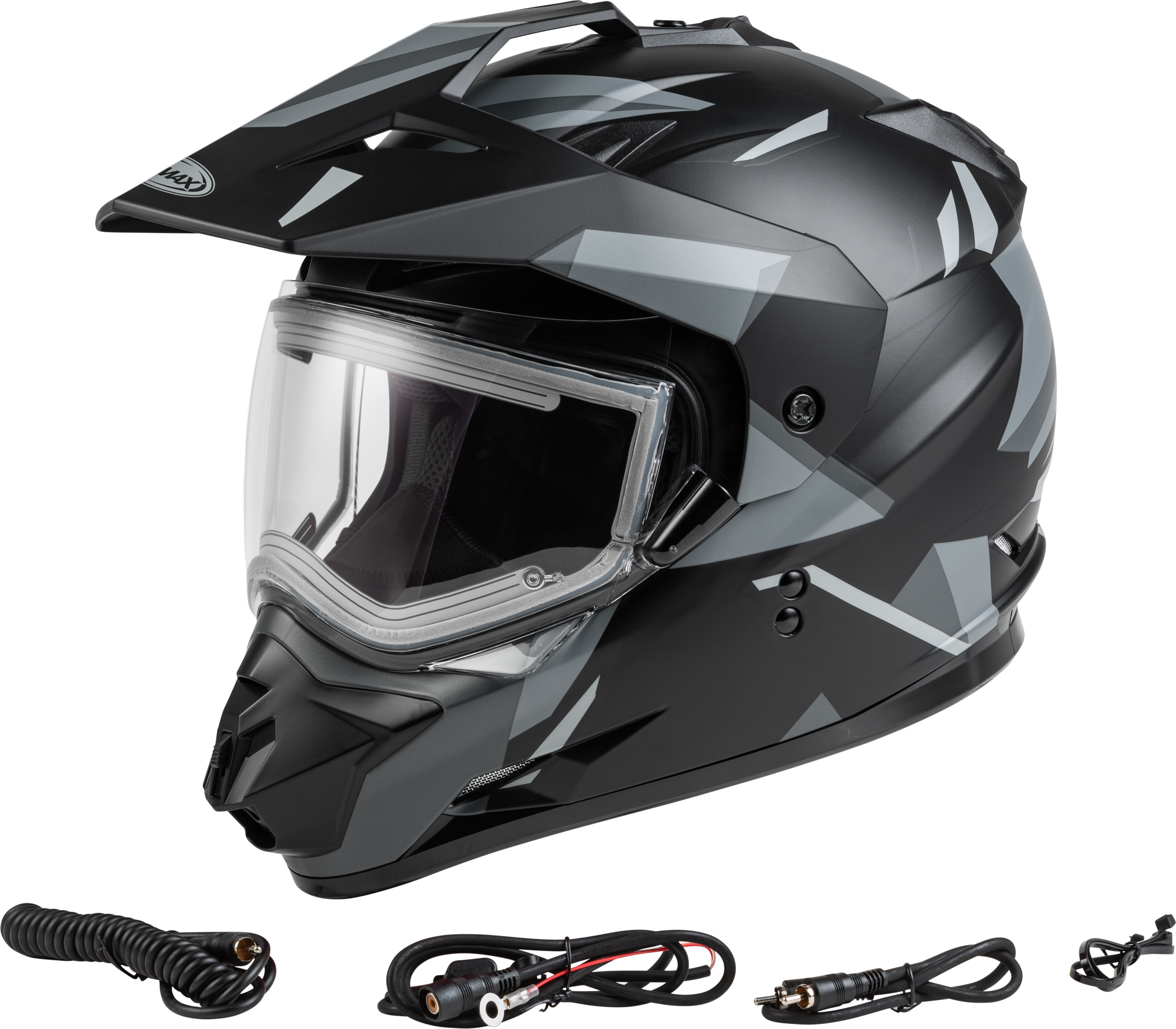 GM-11S RIPCORD SNOW HELMET W/ELEC SHIELD MATTE BLK/GRY SM