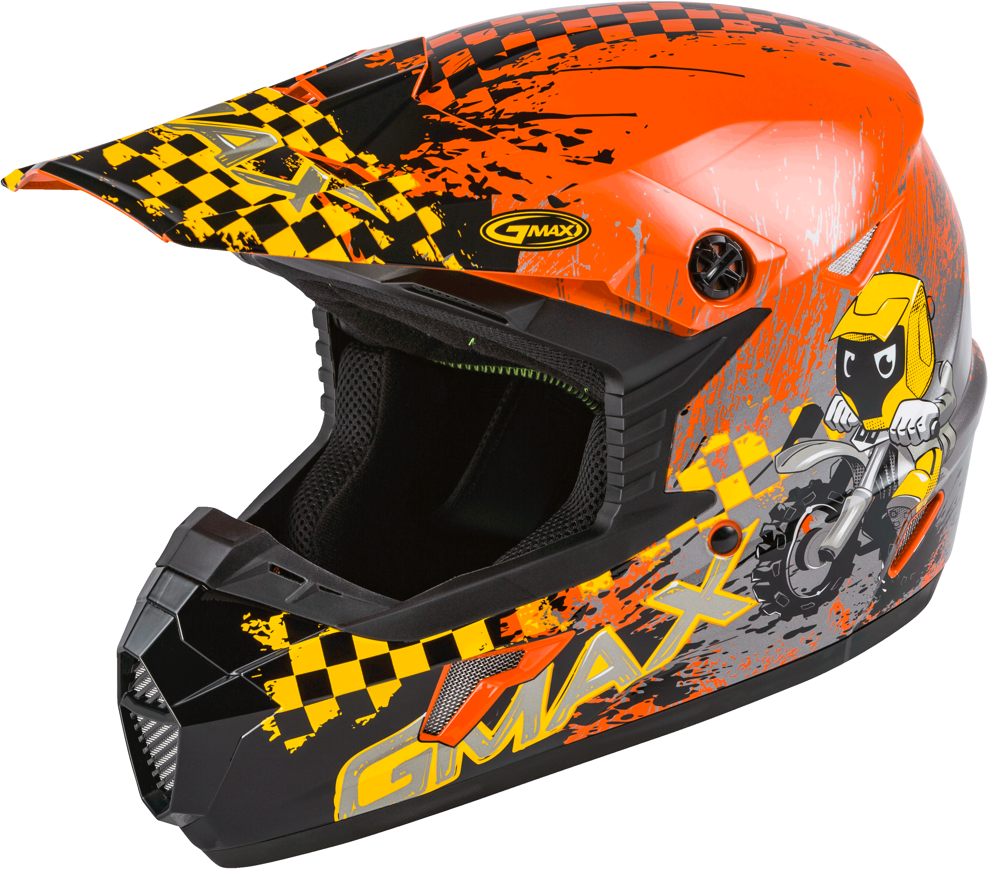 YOUTH MX-46Y OFF-ROAD ANIM8 HELMET ORANGE/YELLOW/SILVER YM