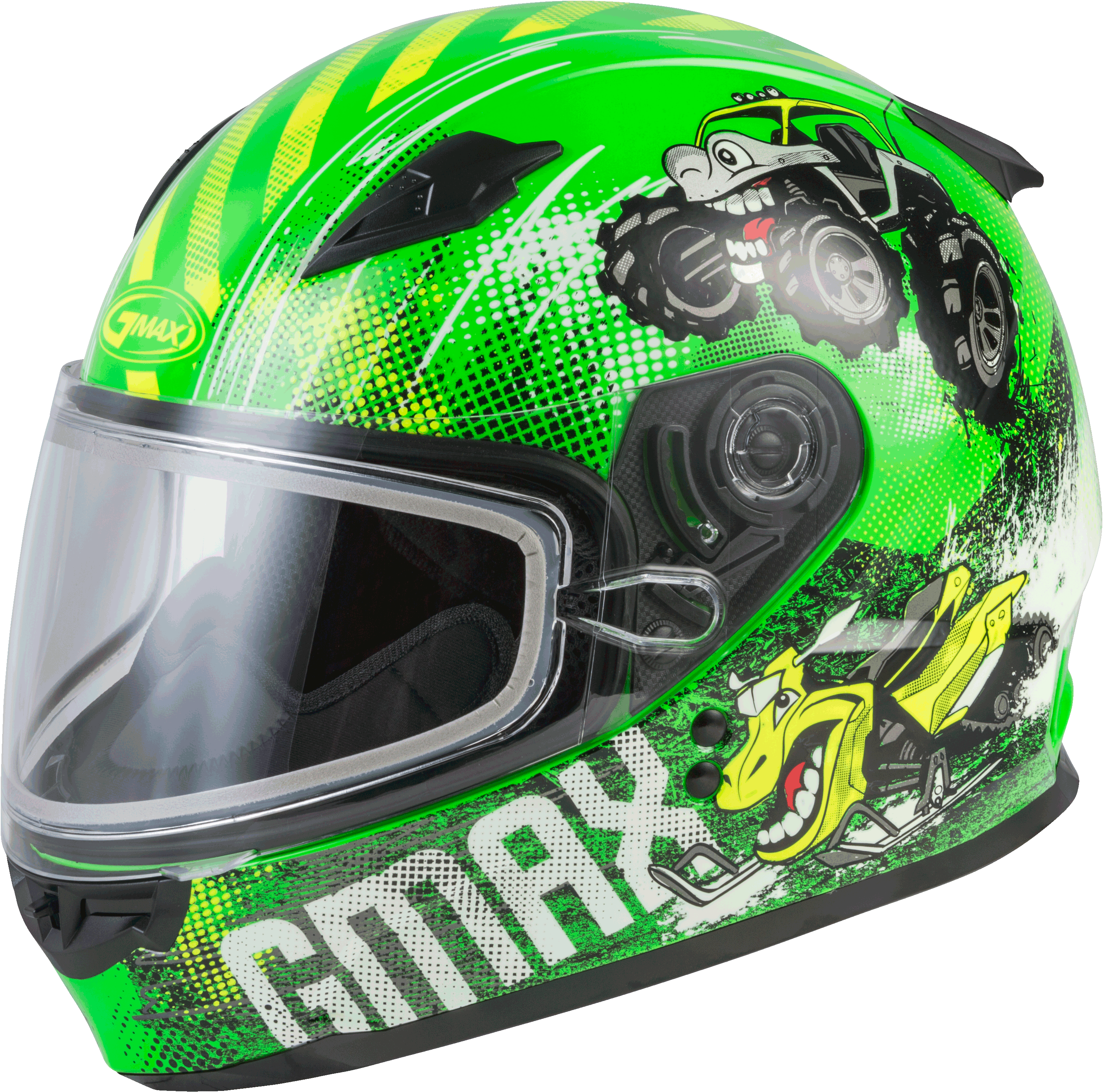 YOUTH GM-49Y BEASTS SNOW HELMET NEON GREEN/HI-VIS YS