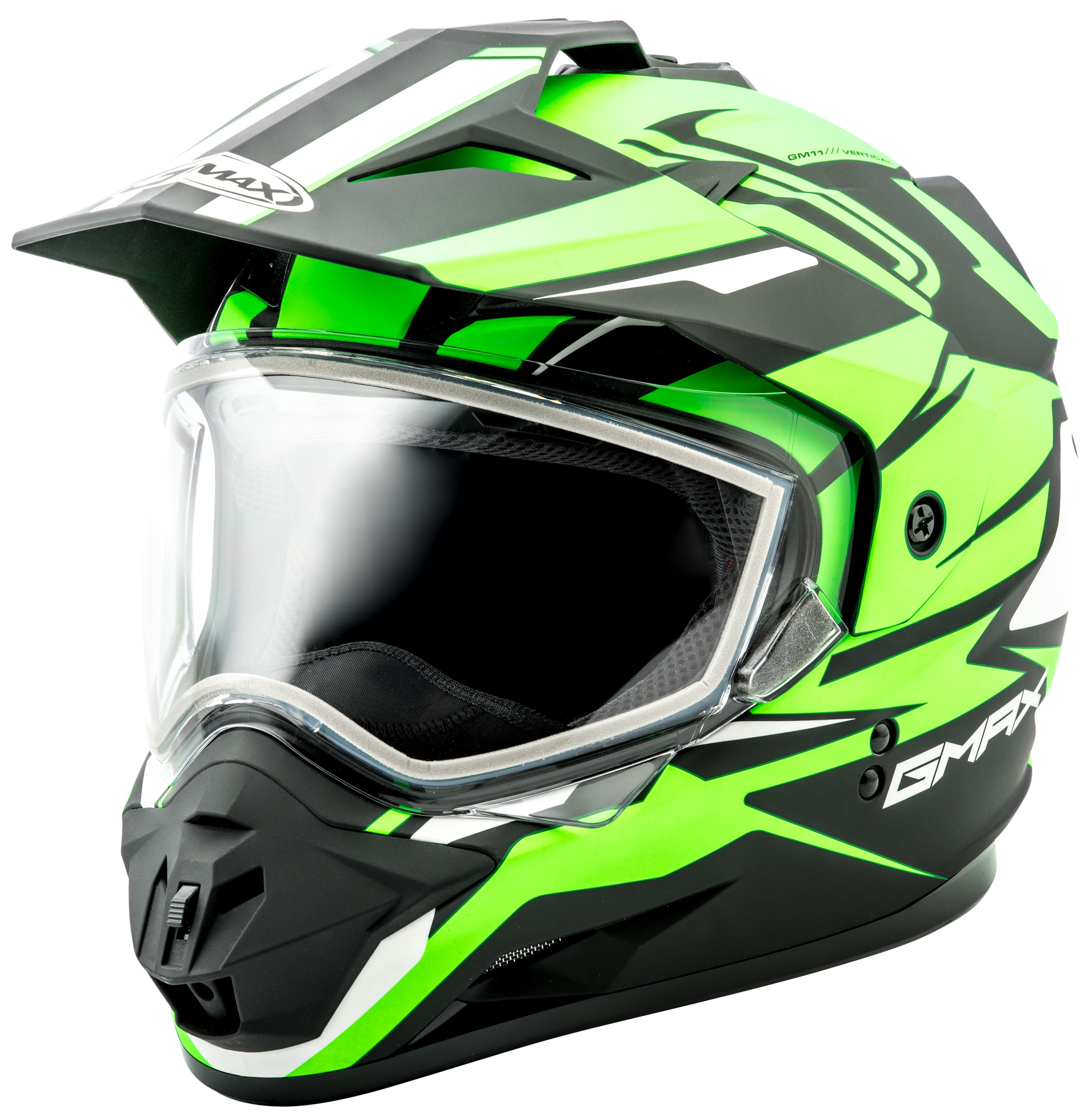 GM-11S DUAL-SPORT VERTICAL SNOW HELMET BLK/NEON GREEN XS