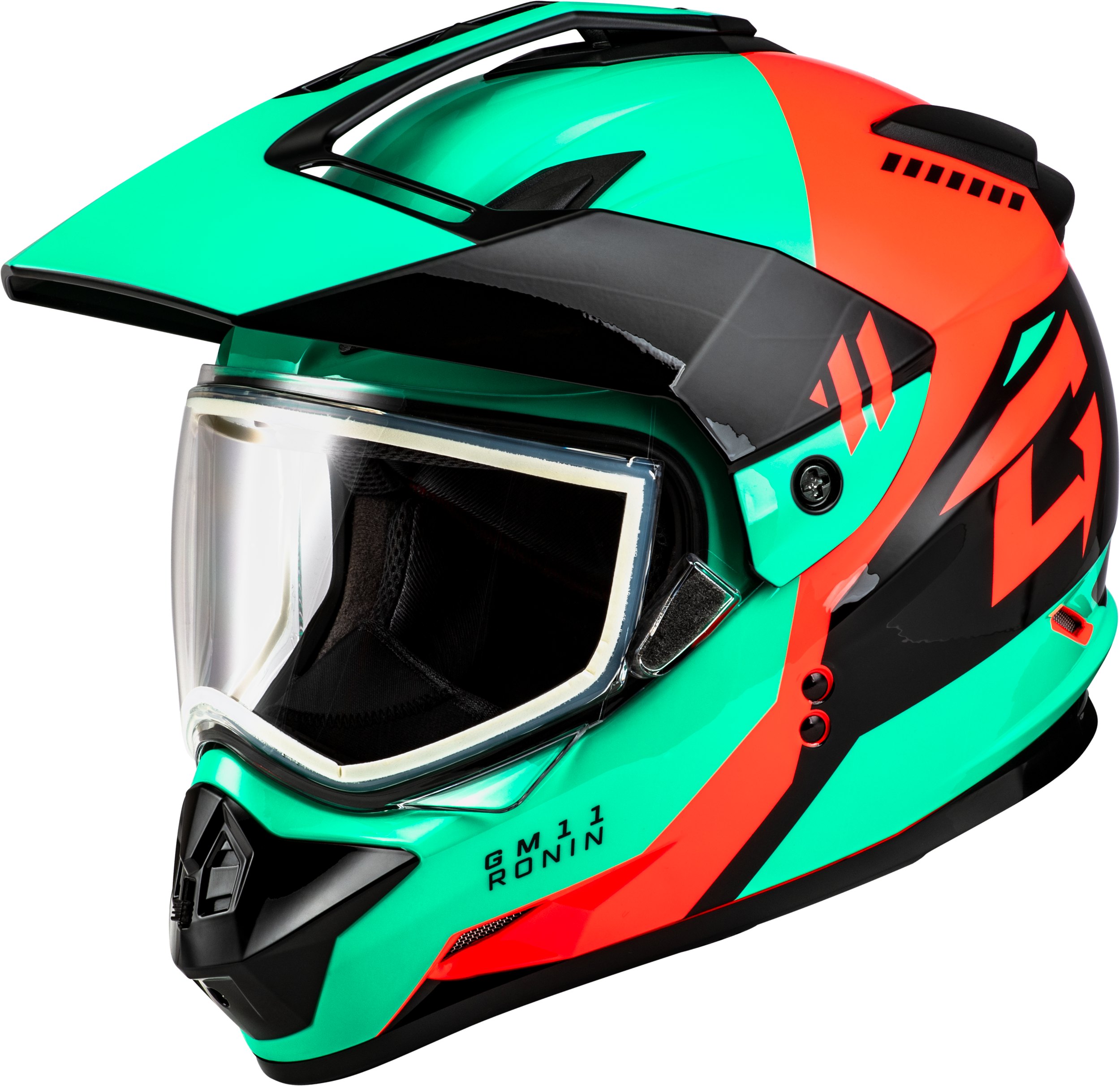 GM-11S RONIN SNOW HELMET BLACK/AQUA/CORAL XS