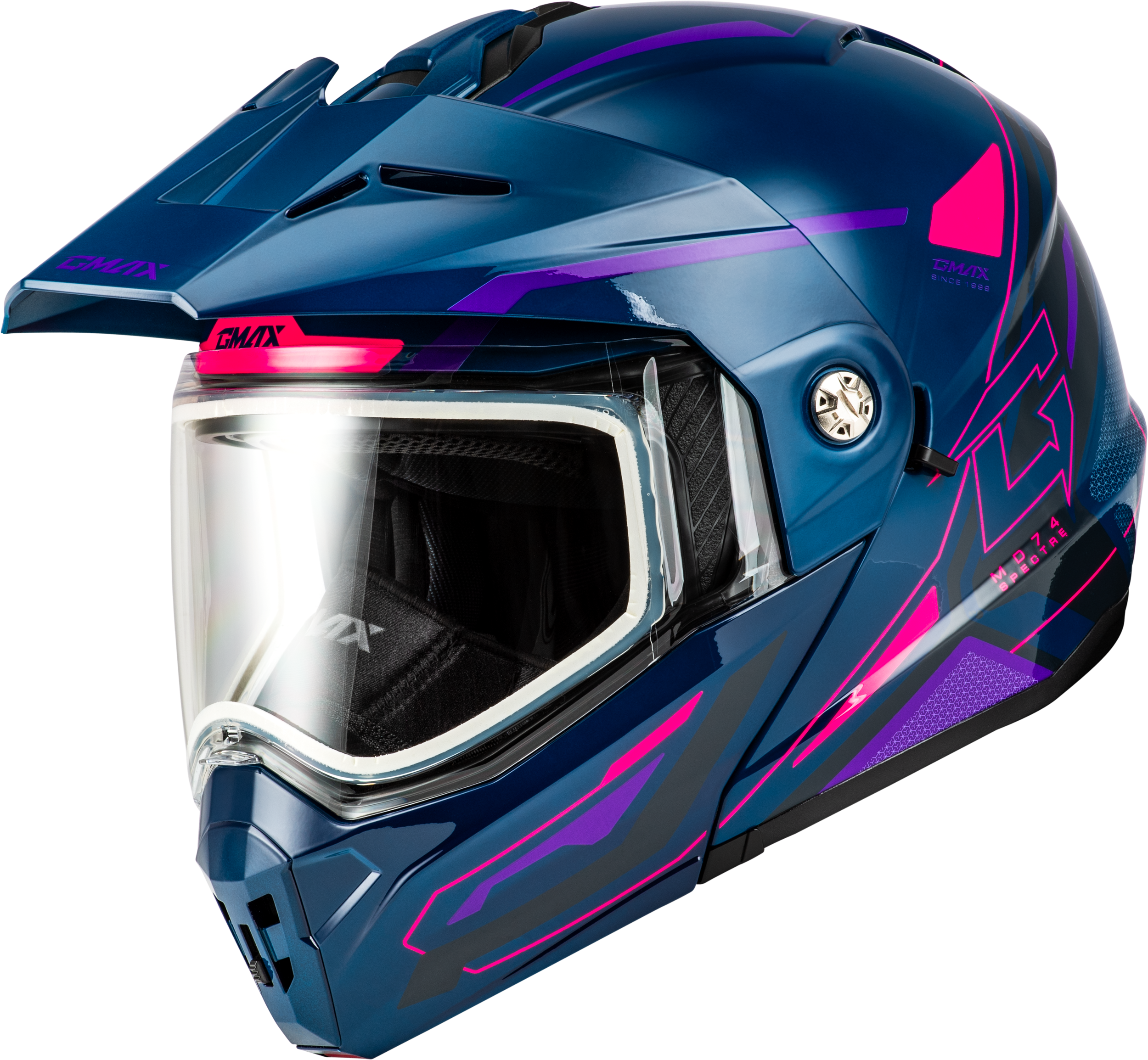 MD-74S SPECTRE SNOW HELMET BLUE/PINK/PURPLE XS