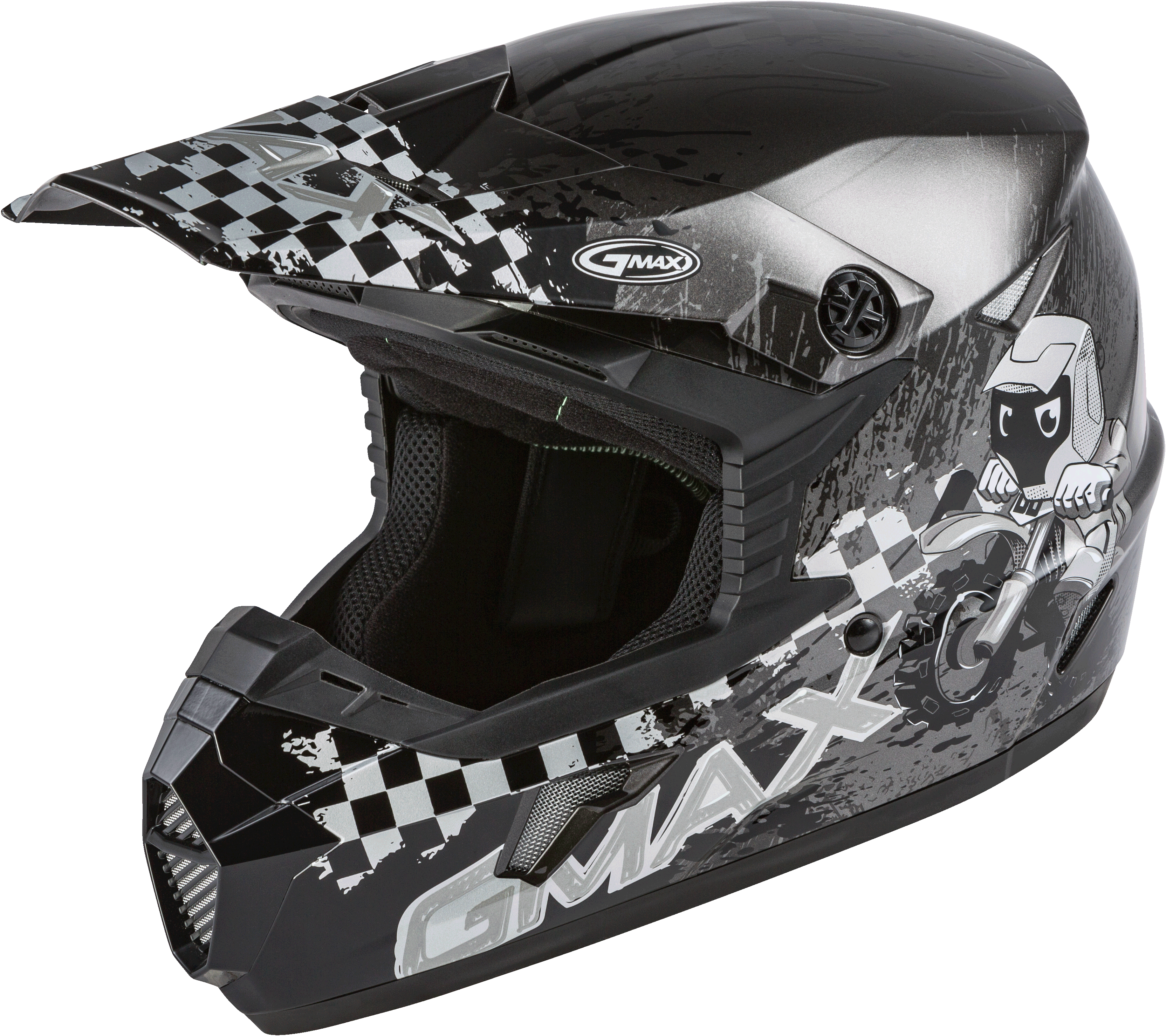 YOUTH MX-46Y OFF-ROAD ANIM8 HELMET DARK SILVER/BLACK YM