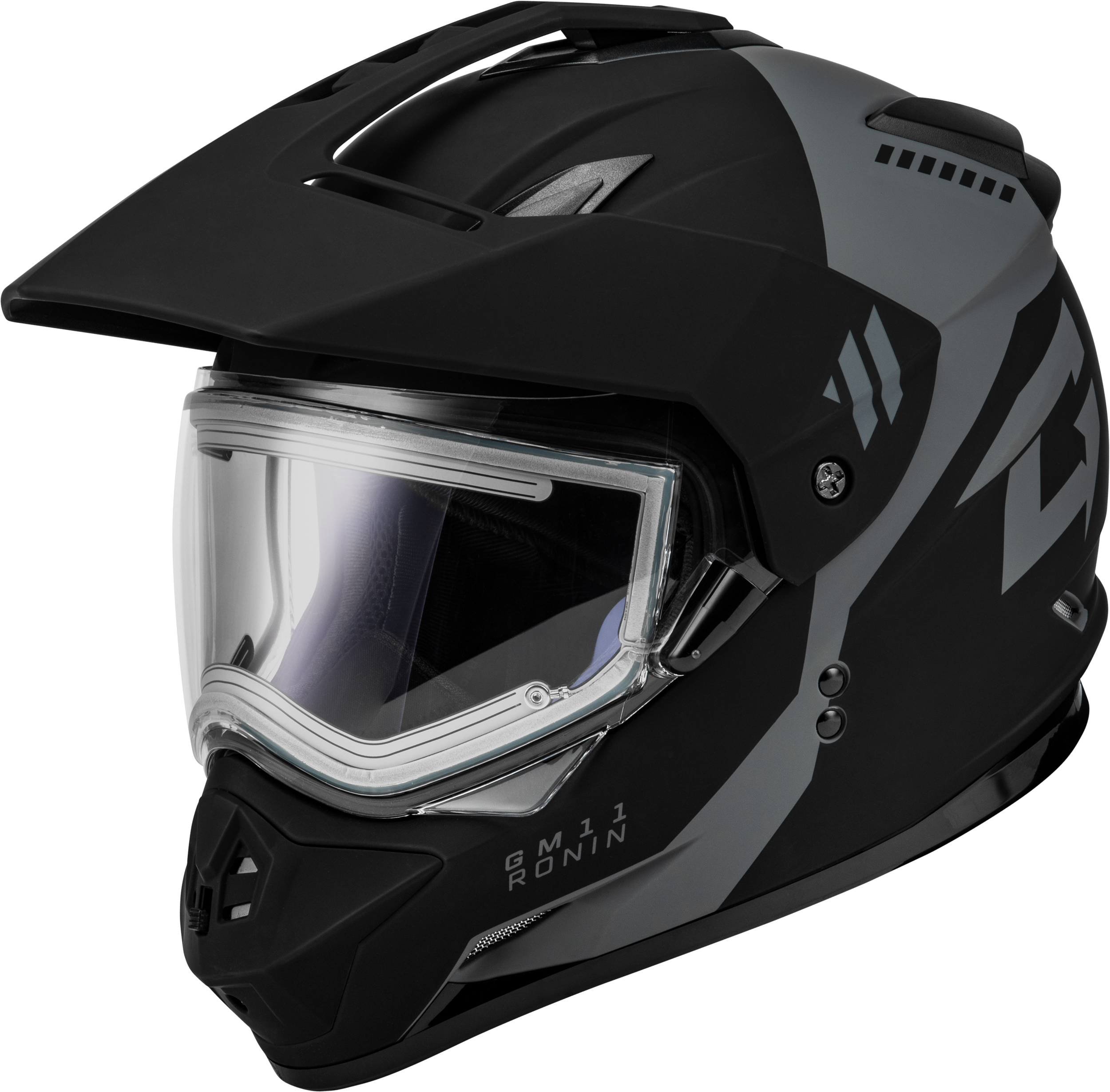 GM-11S RONIN SNOW HELMET W/ ELEC SHLD MATTE BLK/SILVER XL