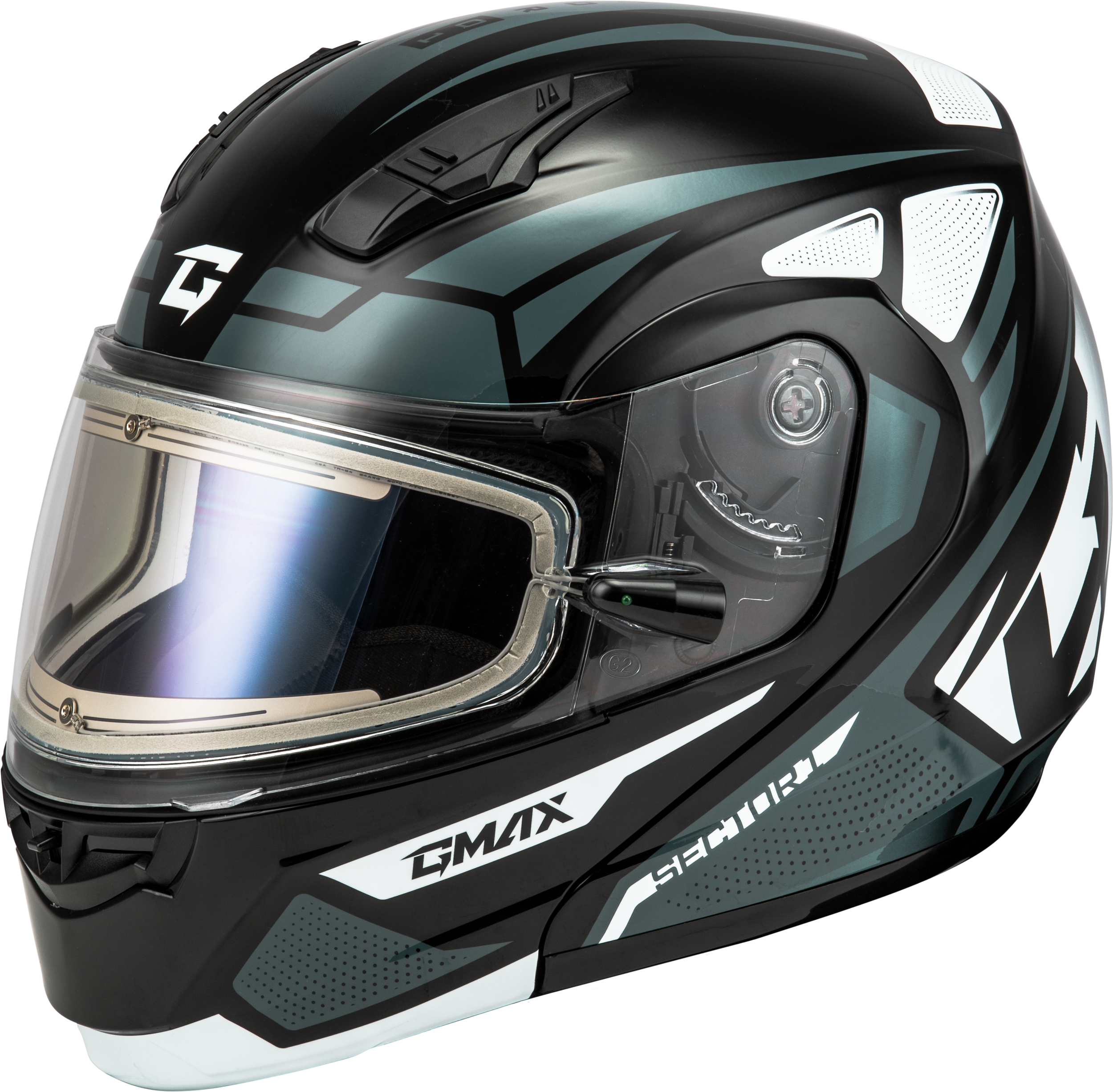 MD-04S SECTOR SNOW HELMET W/ ELECTRIC SHIELD BLK/SILVER 2X