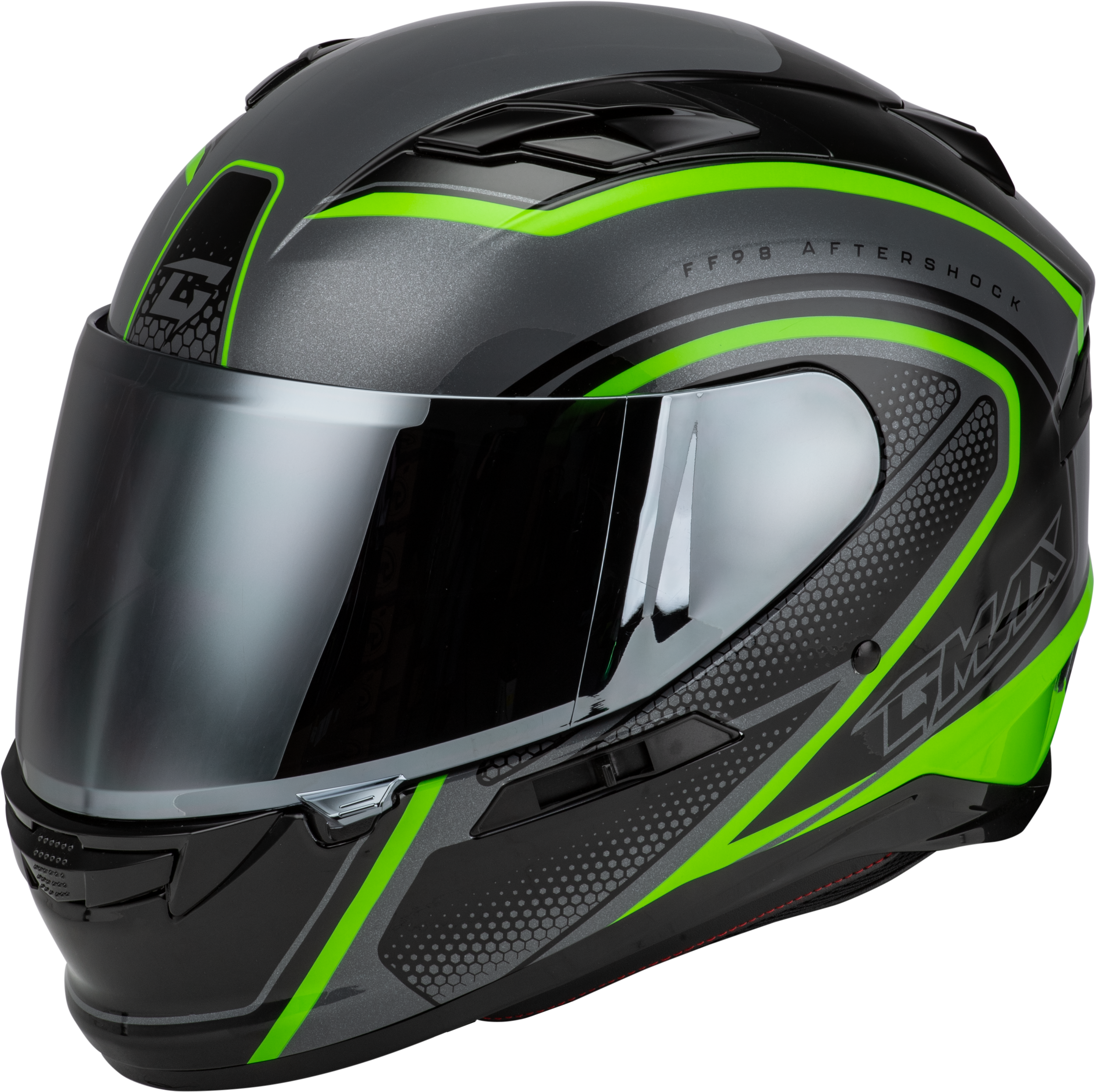 FF-98 AFTERSHOCK HELMET GREY/NEON GREEN 2X
