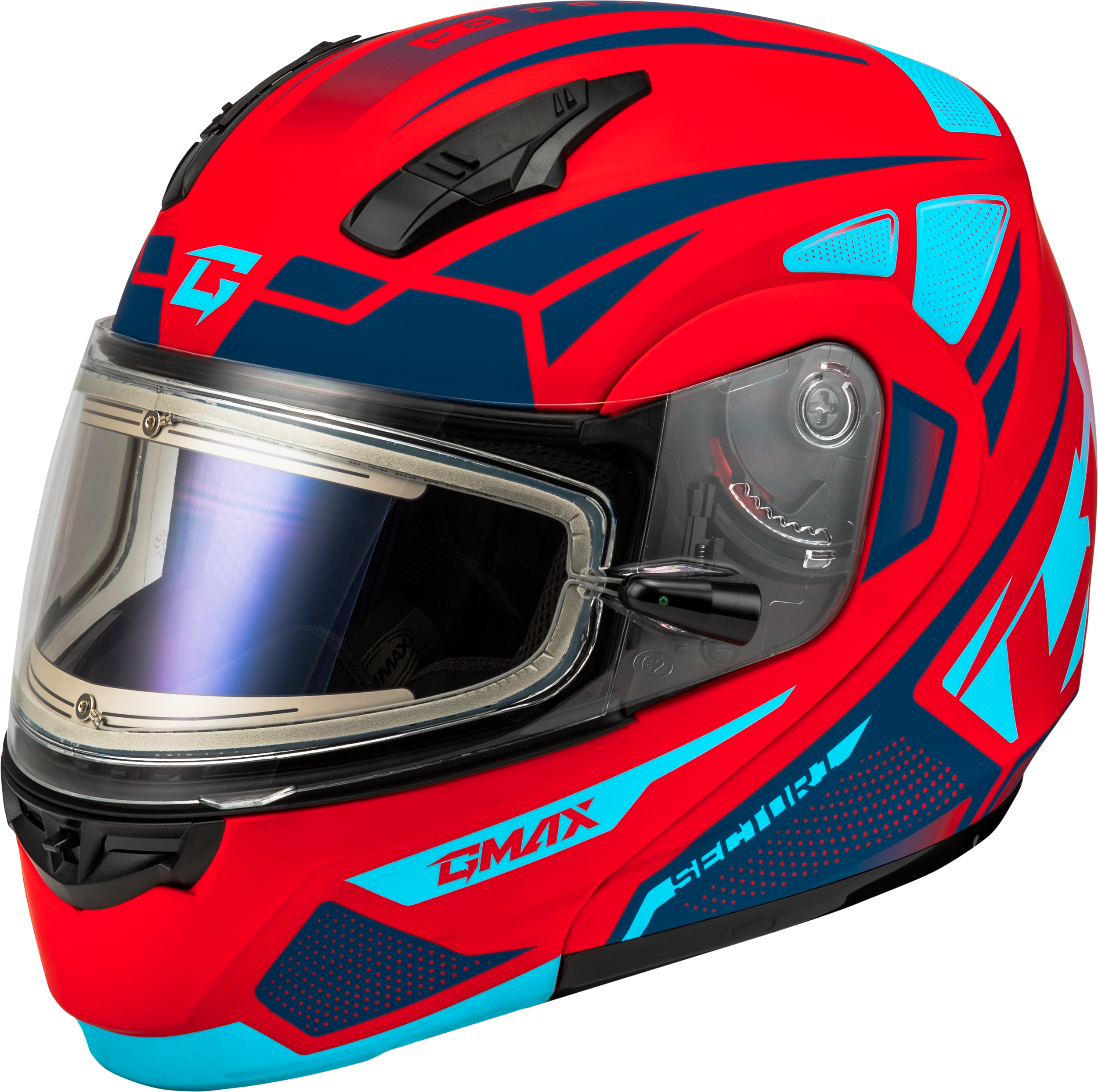 MD-04S SECTOR SNOW HELMET W/ ELEC SHIELD MATTE RED/BLUE 3X
