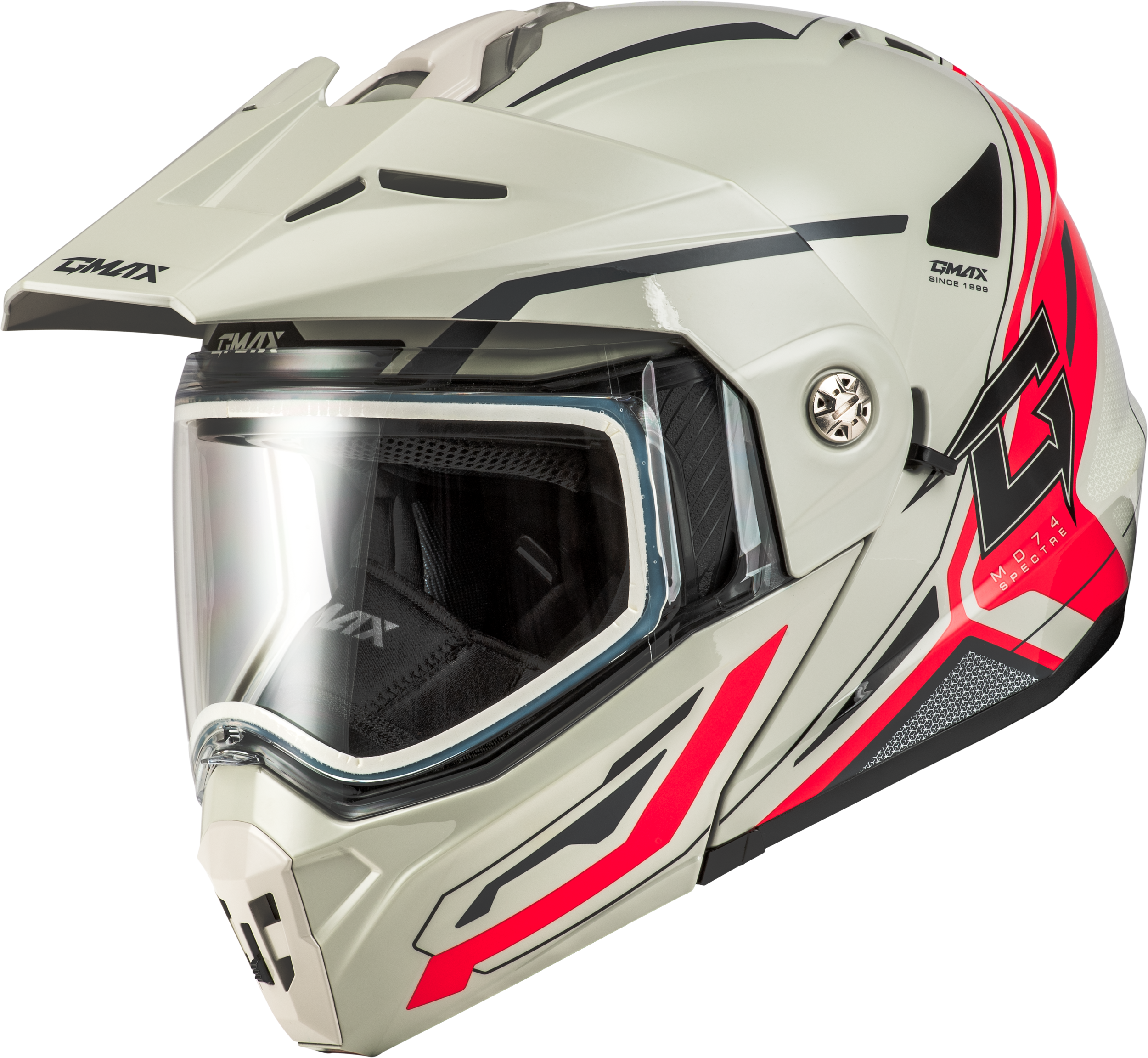 MD-74S SPECTRE SNOW HELMET WHITE/RED MD