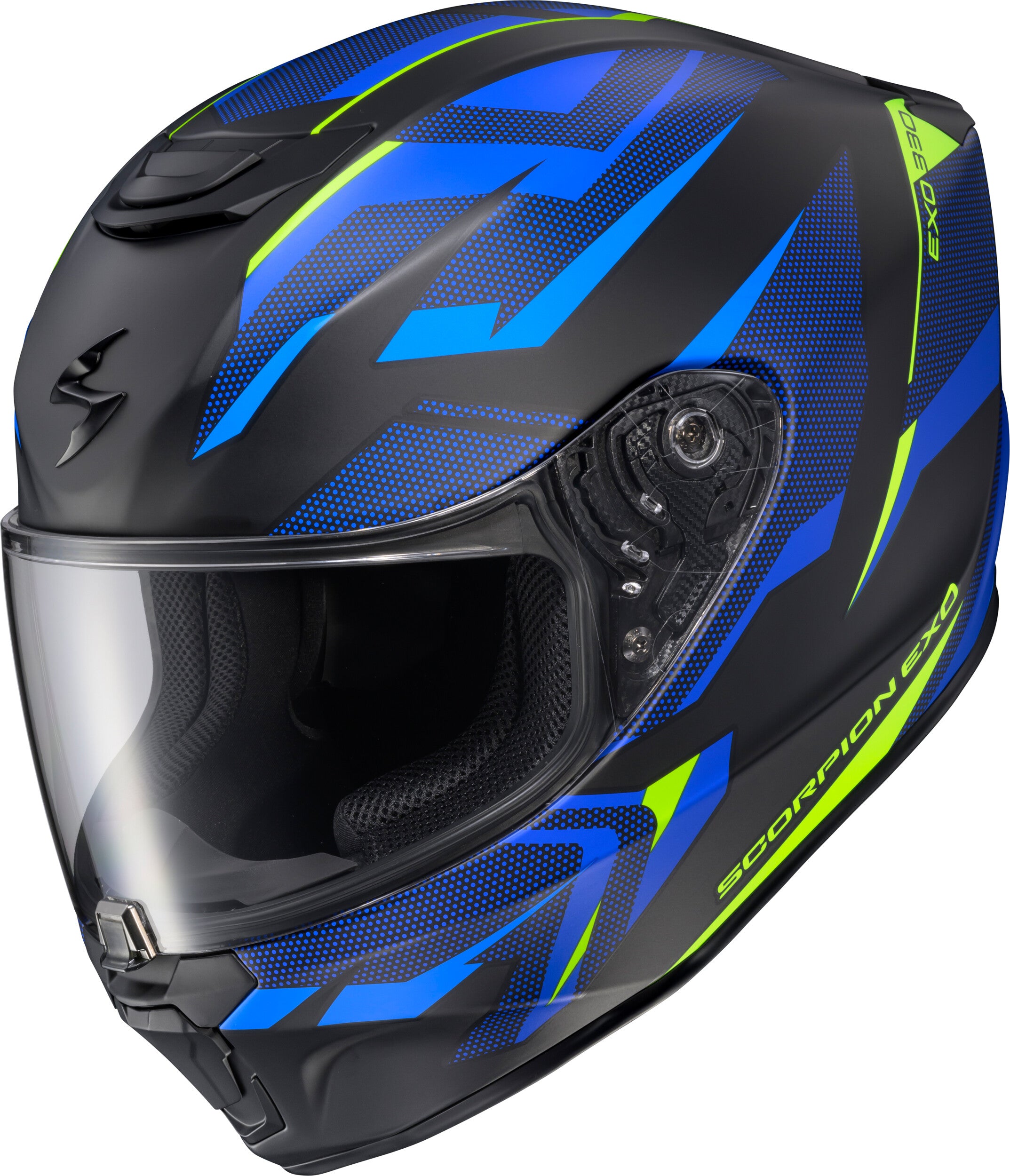 EXO-R330 FULL FACE HELMET SAGA BLACK/BLUE/HI-VIS 2X