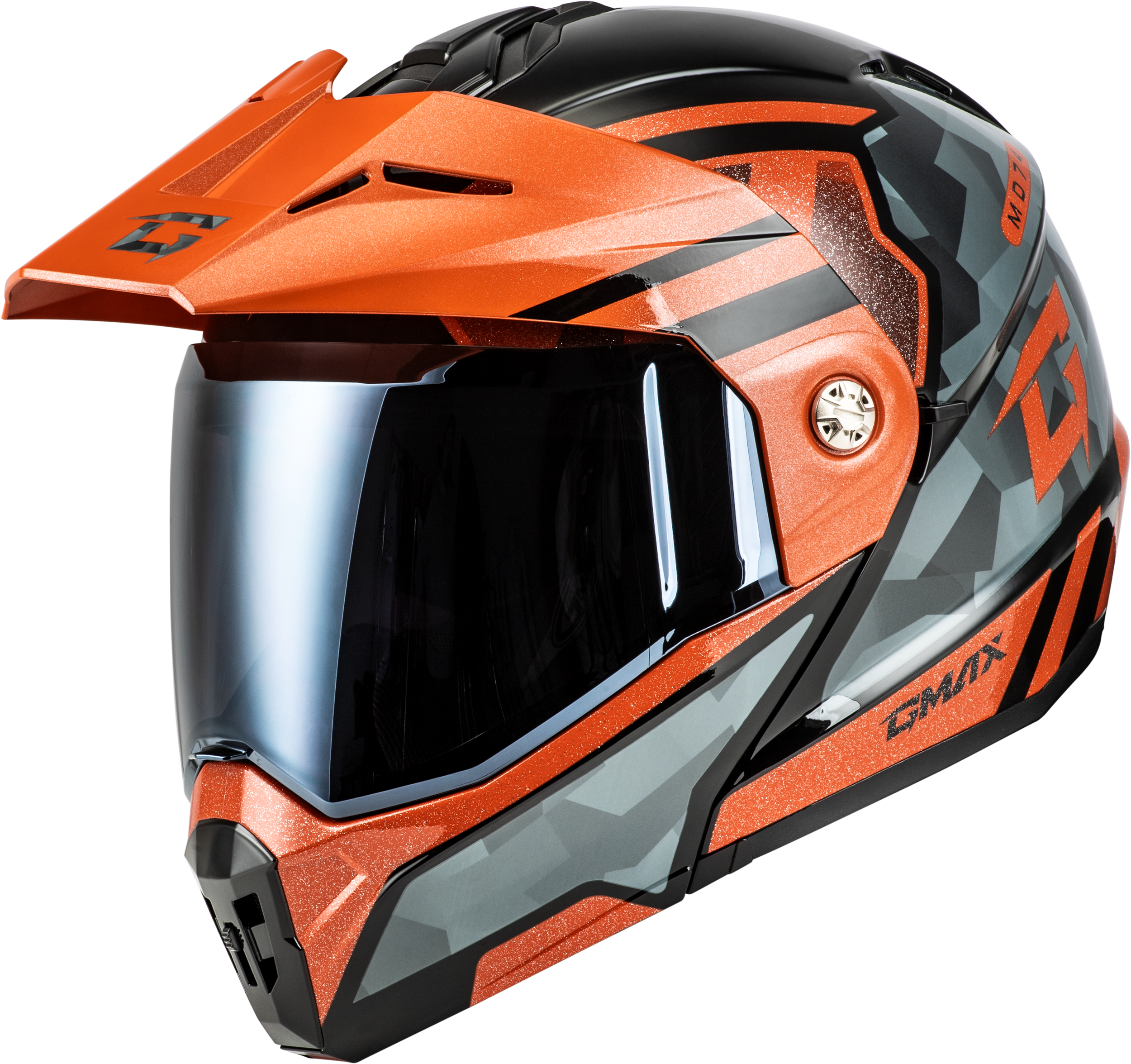 MD-74 STRIKER MODULAR HELMET W SMK SHIELD BLK/GRY/OR MTLC MD