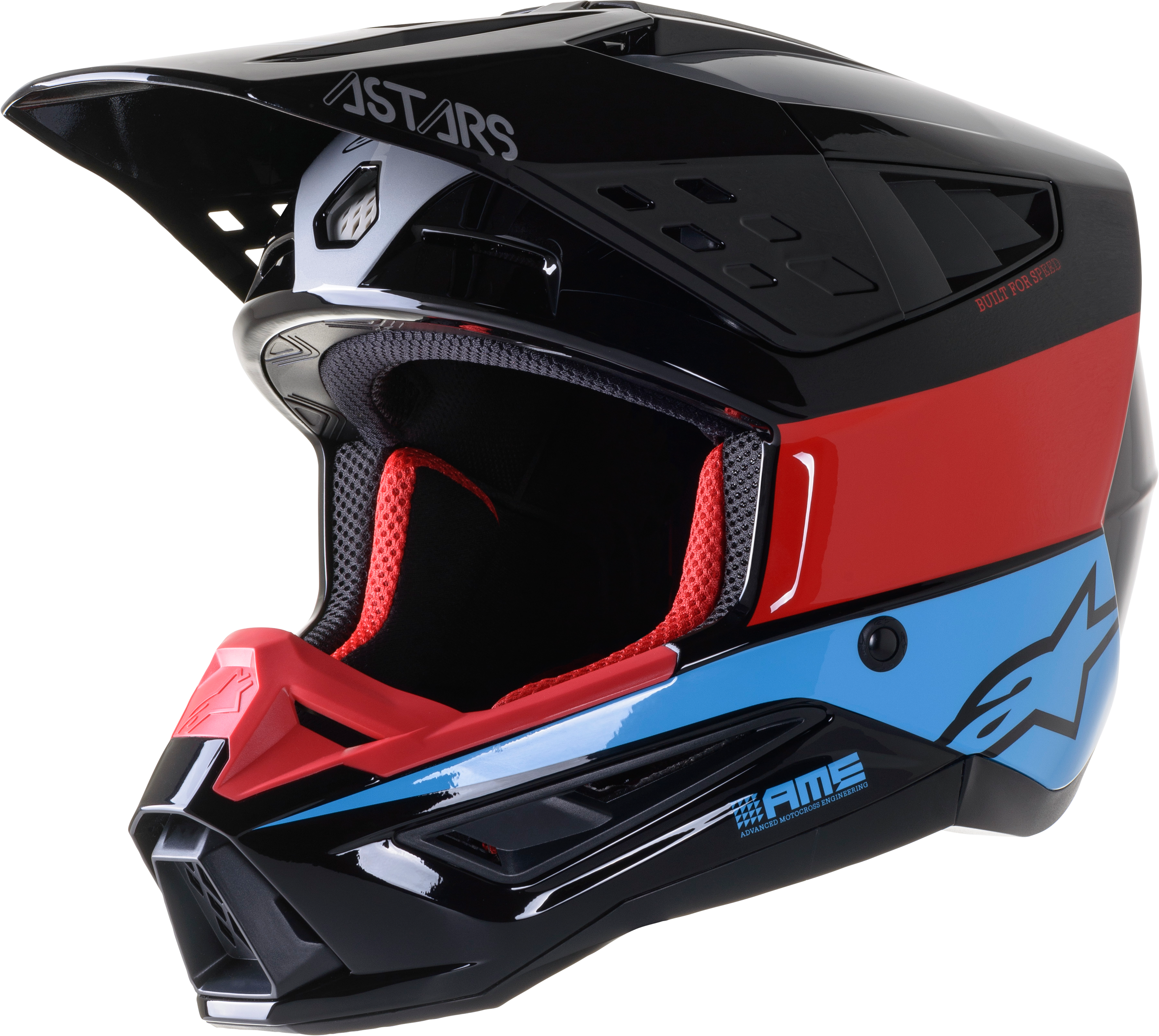 S-M5 BOND HELMET BLACK/RED/CYAN GLOSSY MD