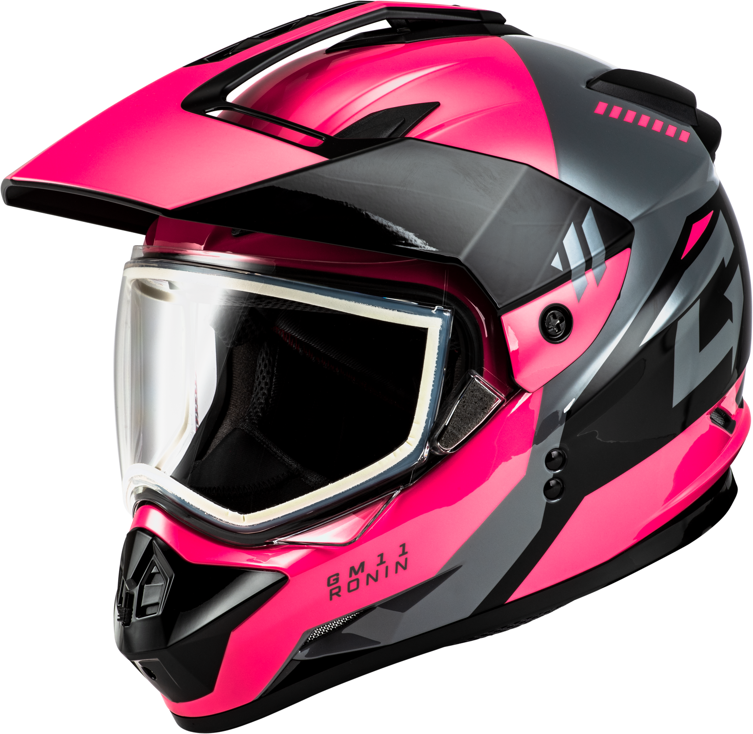GM-11S RONIN SNOW HELMET BLACK/GREY/PINK 2X
