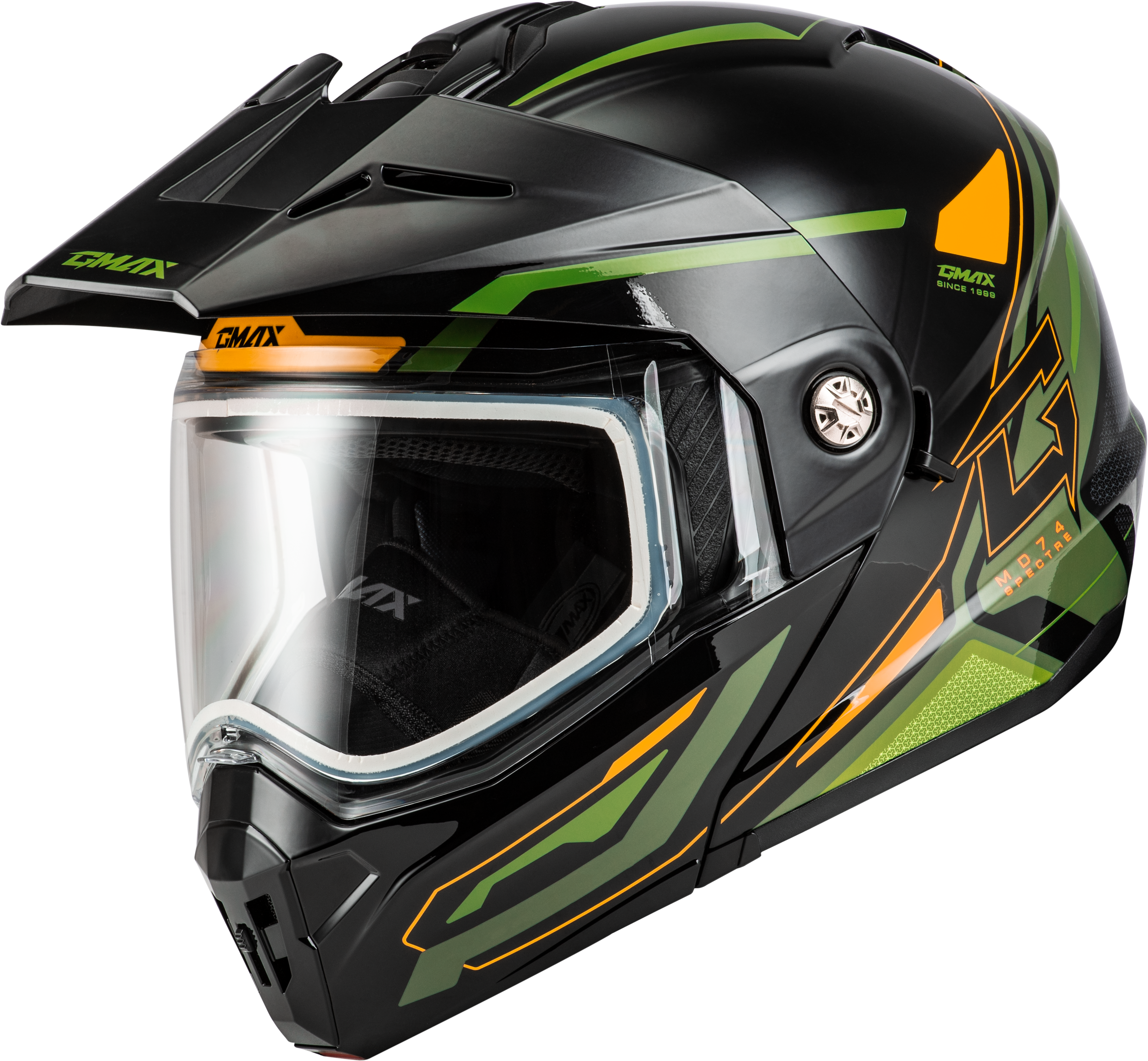 MD-74S SPECTRE MODULAR HELMET SNOW BLACK/GREEN XS