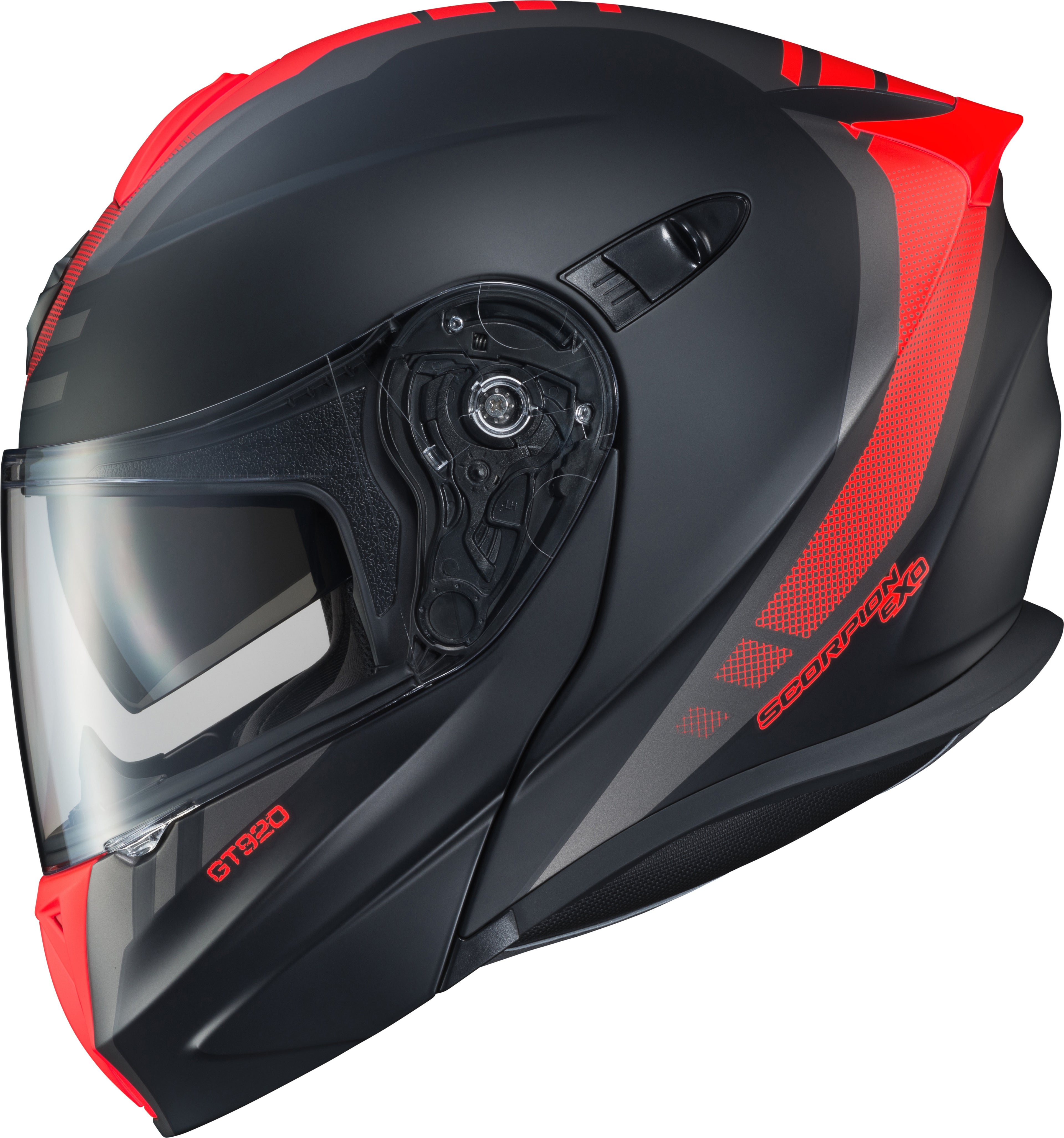 EXO-GT920 MODULAR HELMET UNIT MATTE BLACK/NEON RED LG