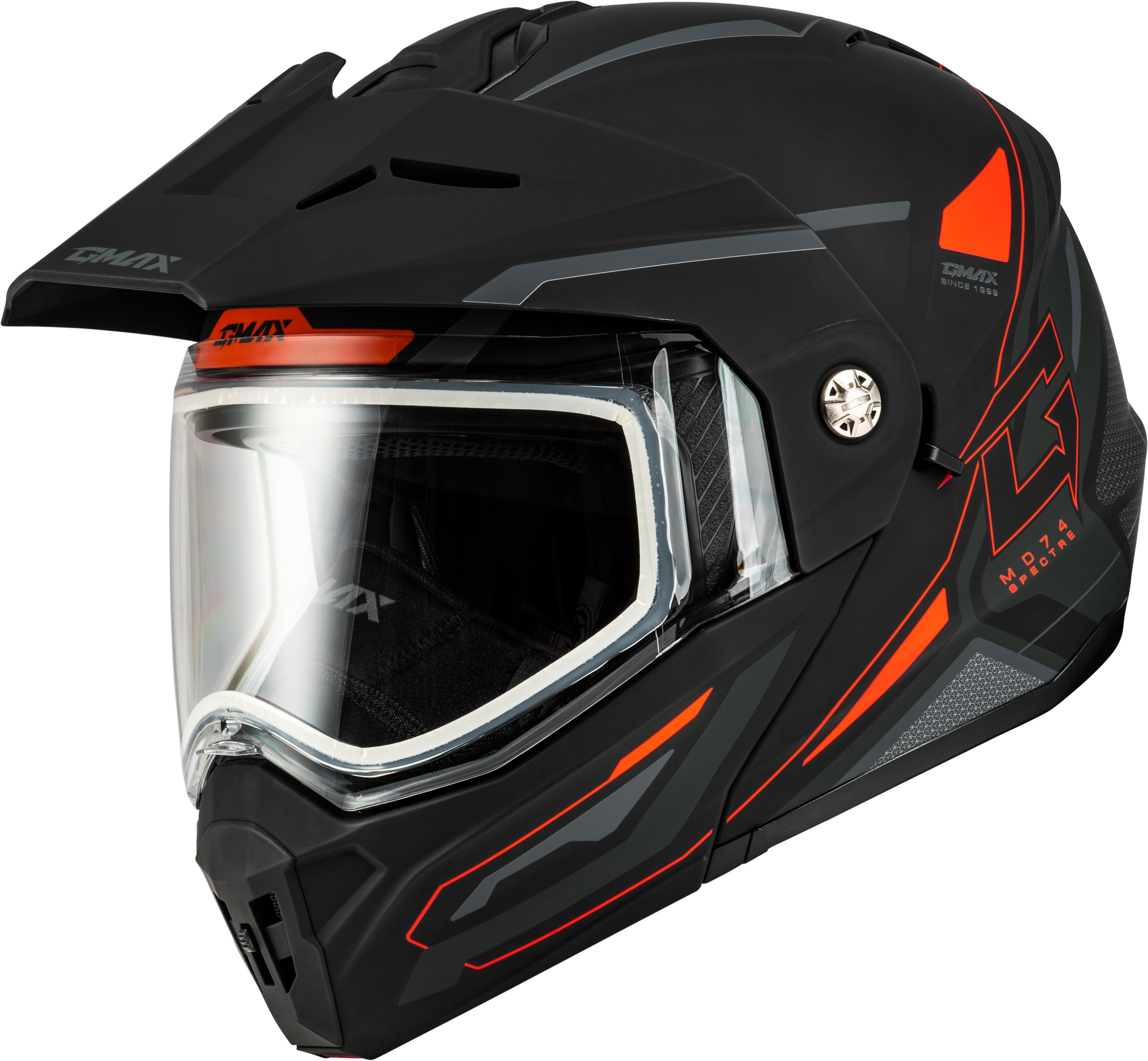 MD-74S SPECTRE SNOW HELMET MATTE BLACK/RED LG