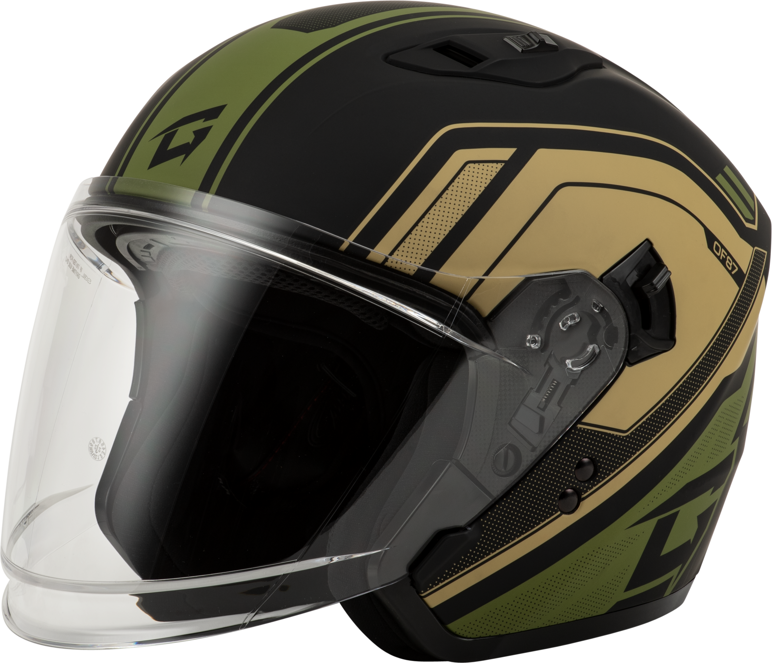 OF-87 DUKE HELMET W/LED LIGHT MATTE BLK/GREEN XS