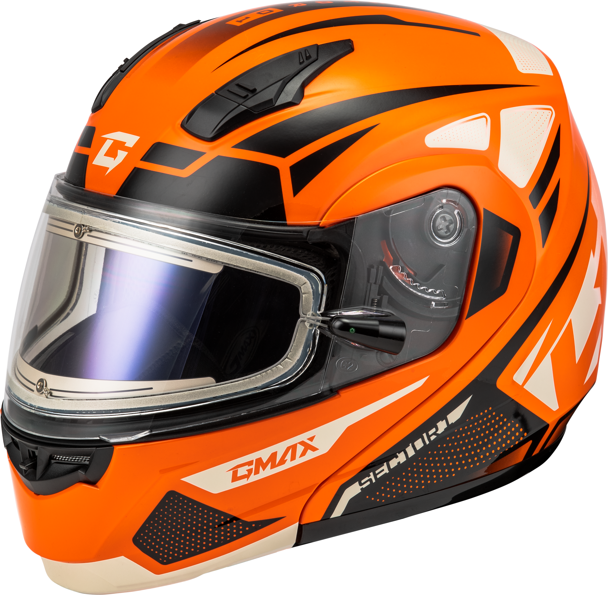 MD-04S SECTOR SNOW HELMET W/ ELECTRIC SHIELD ORANGE/BLK 2X