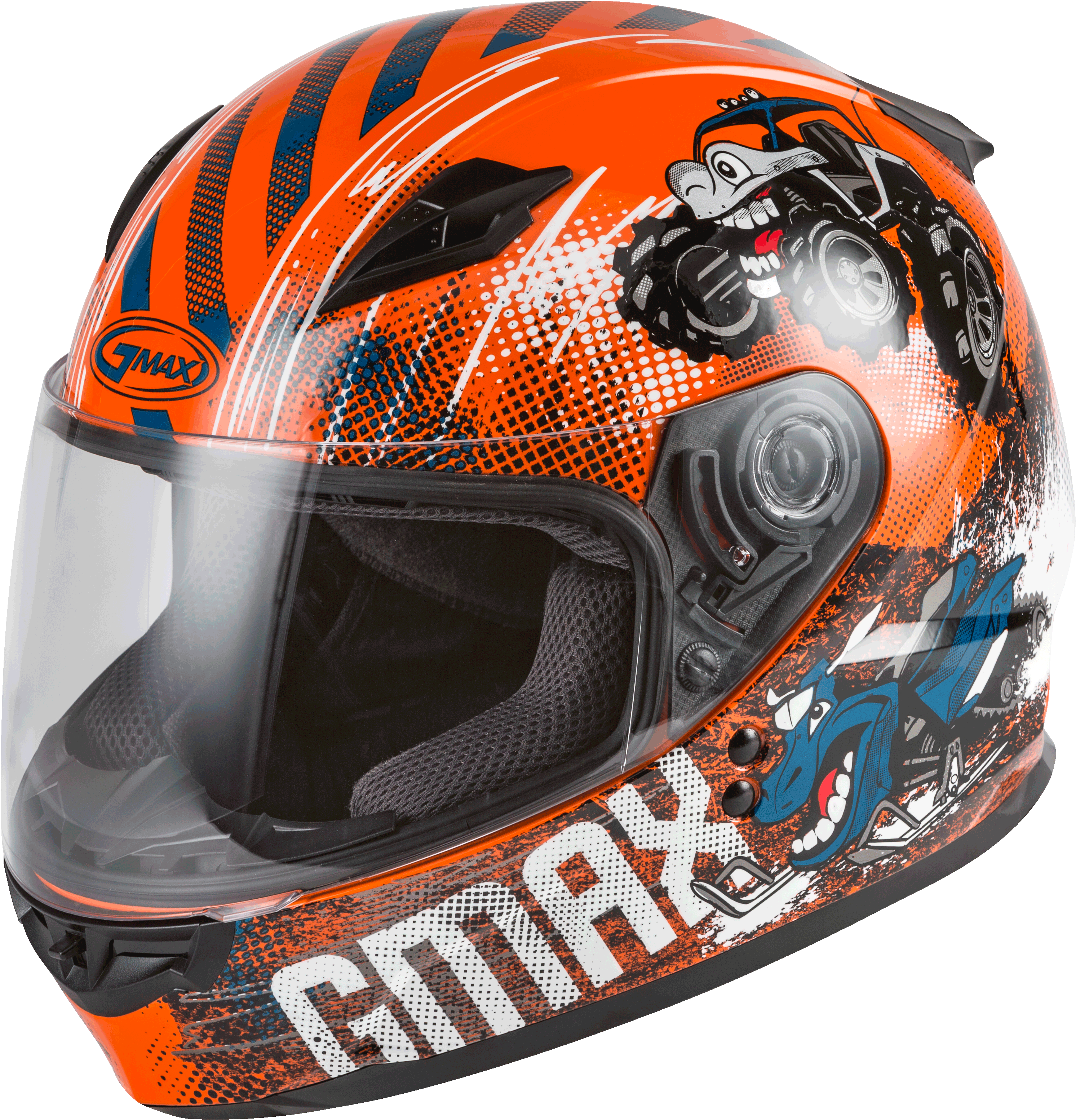 YOUTH GM-49Y BEASTS FULL-FACE HELMET ORANGE/BLUE/GREY YL
