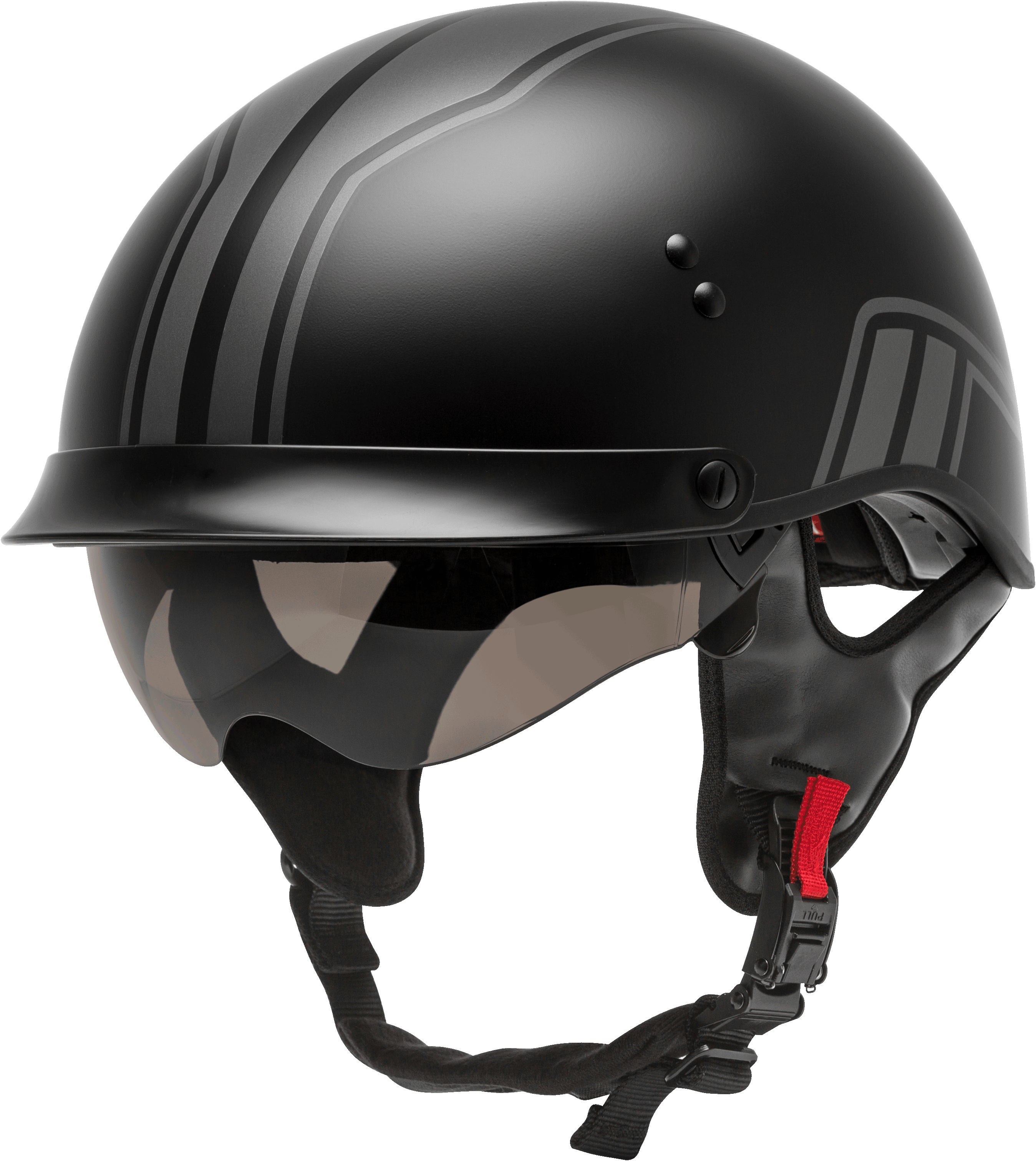 HH-65 HALF HELMET FULL DRESSED TWIN MATTE BLACK/SILVER XS