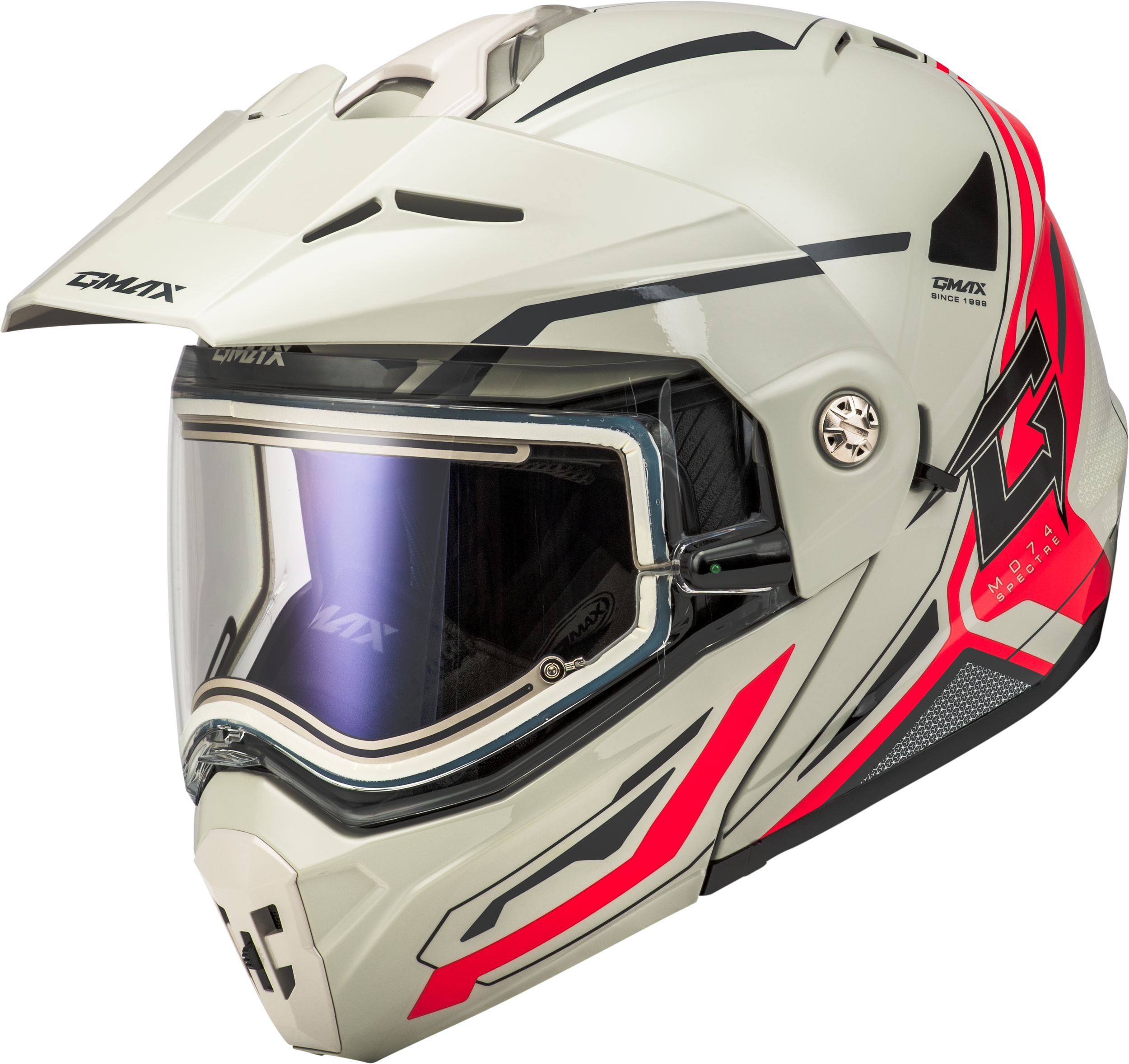 MD-74S SPECTRE SNOW HELMET W/ ELECTRIC SHIELD WHITE/RED XL
