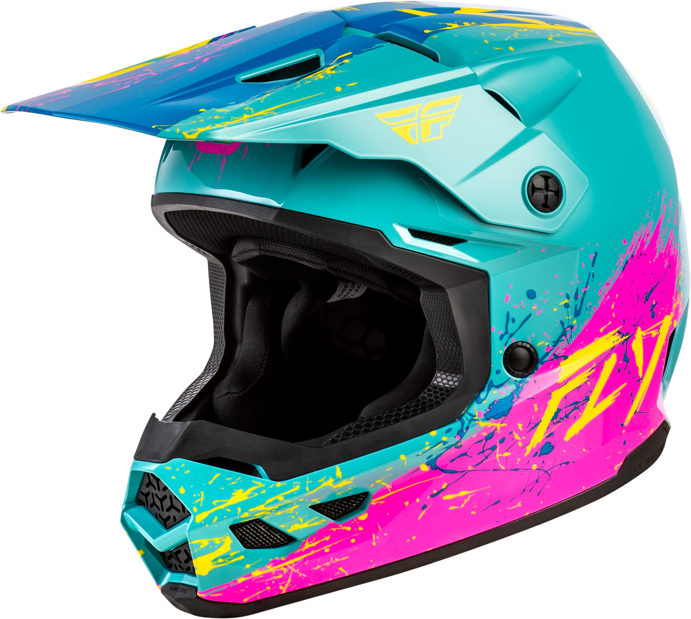 YOUTH KINETIC DRIP HELMET TURQUOISE/PINK/YELLOW YL