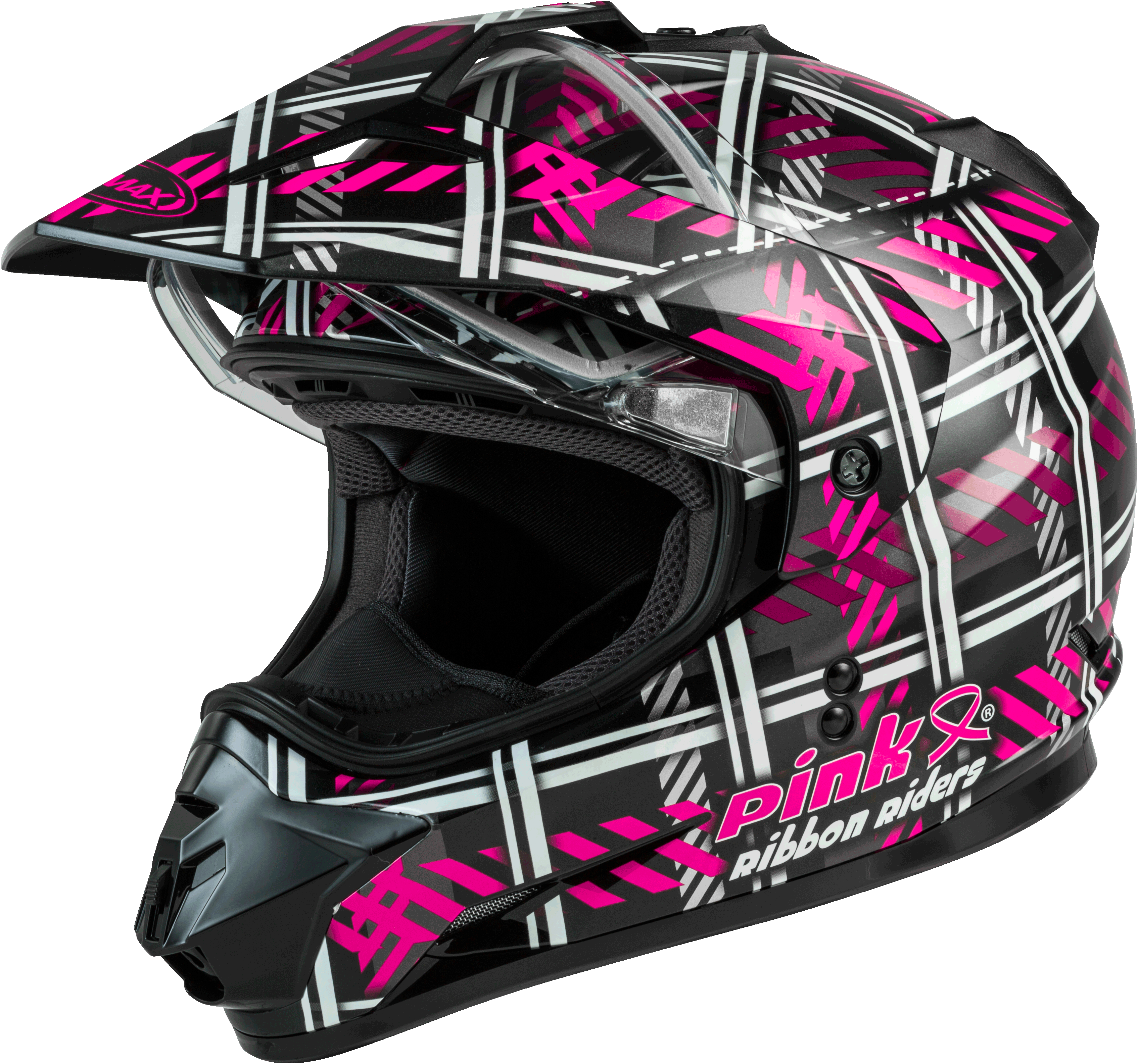 GM-11S DUAL-SPORT PINK RIBBON RIDERS SNOW HELMET BLK/PINK XL