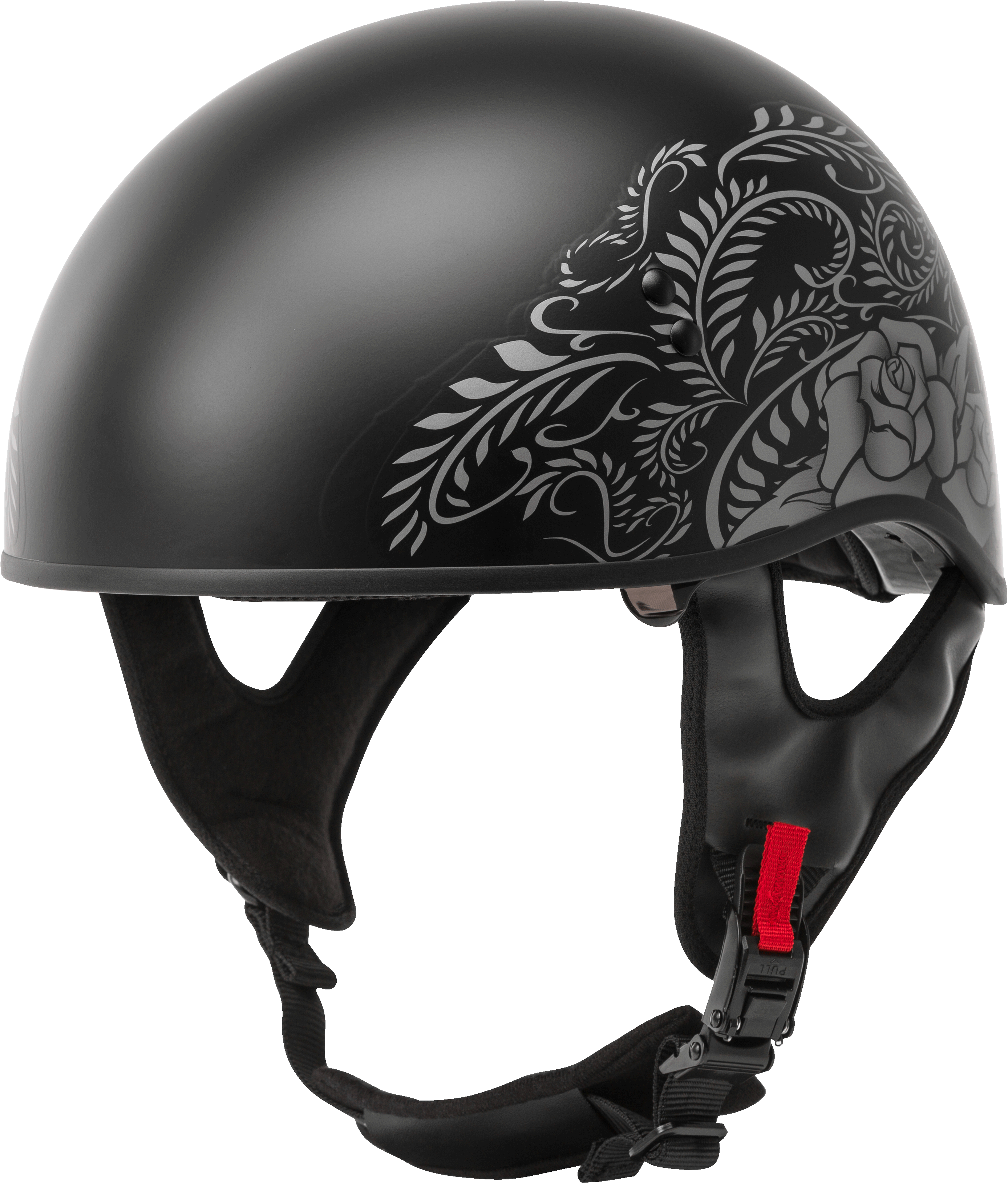 HH-65 HALF HELMET ROSE NAKED MATTE BLACK/SILVER XS