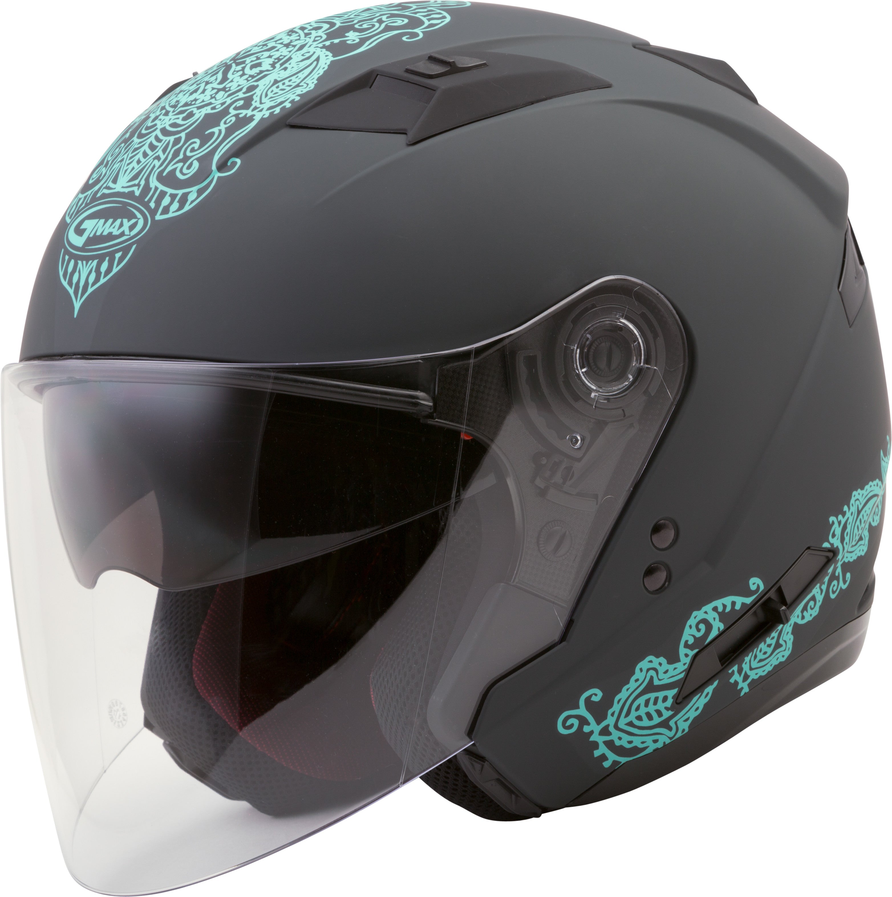 OF-77 OPEN-FACE ETERNAL HELMET MATTE GREY/TEAL XL