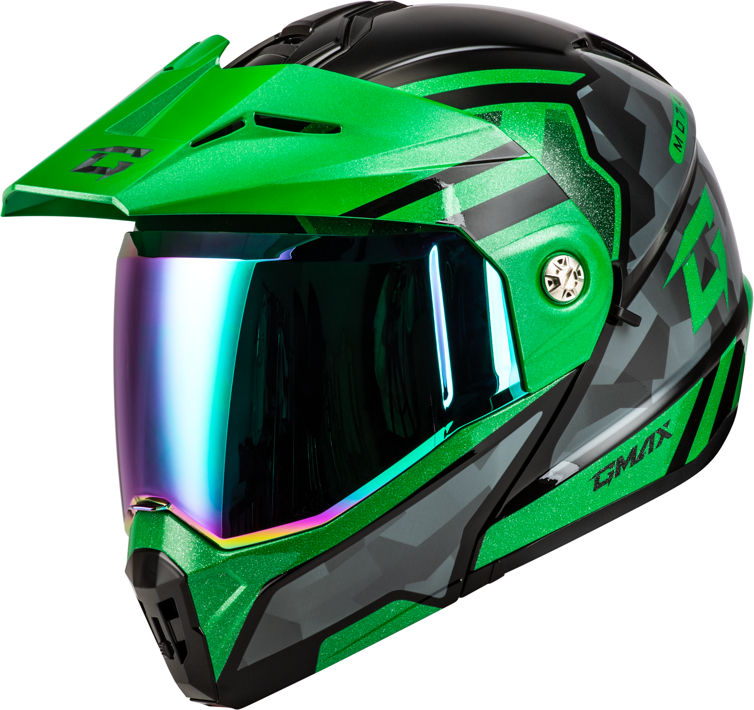 MD-74 STRIKER MODULAR HELMET W/GRN SHLD BLK/DK GRN MTLC XS