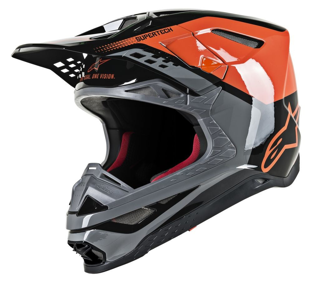 S.TECH S-M8 TRIPLE HELMET ORANGE/GREY/BLACK LG
