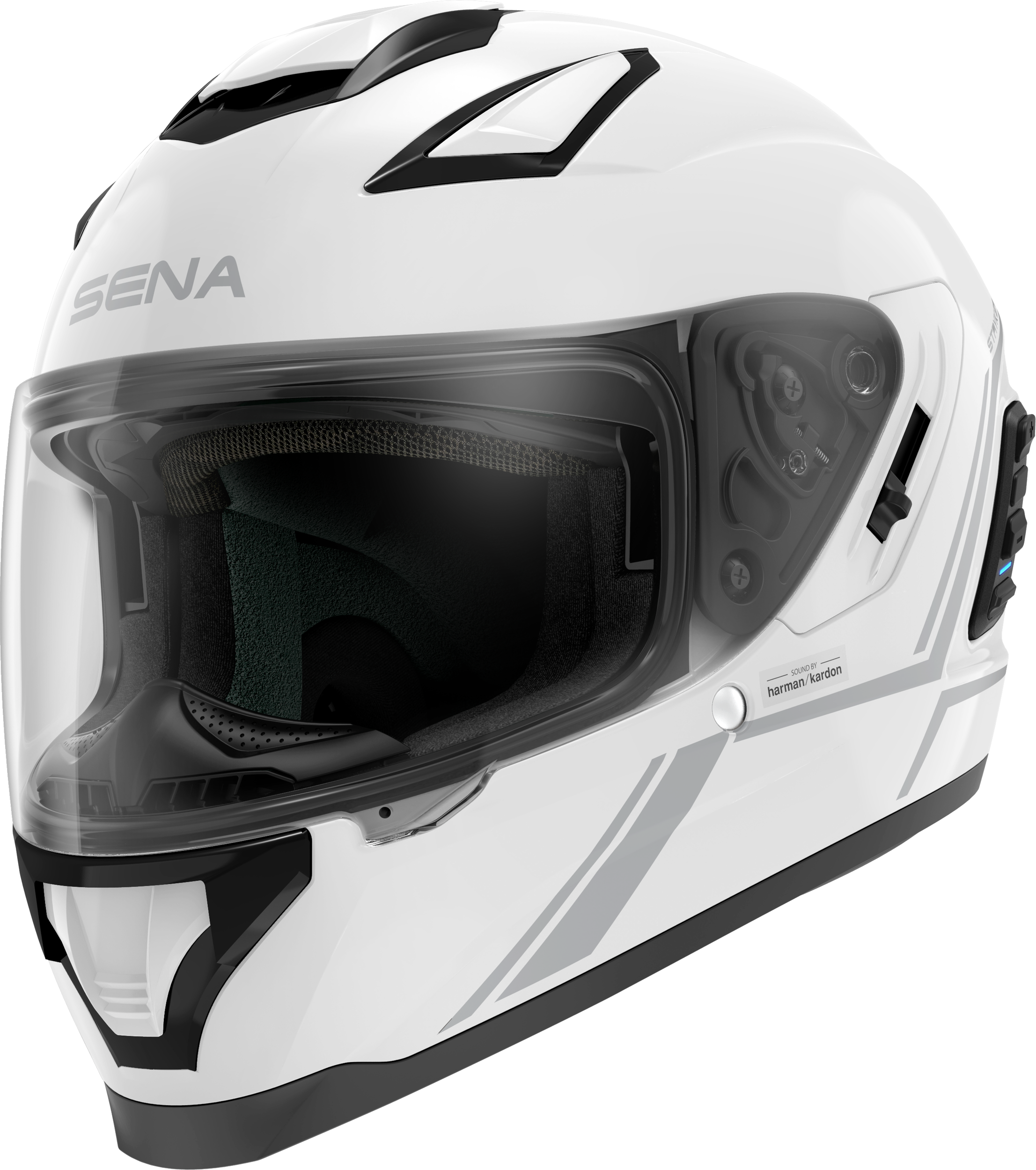 STRYKER FULL FACE HELMET WITH MESH INTERCOM GLOSS WHITE MD