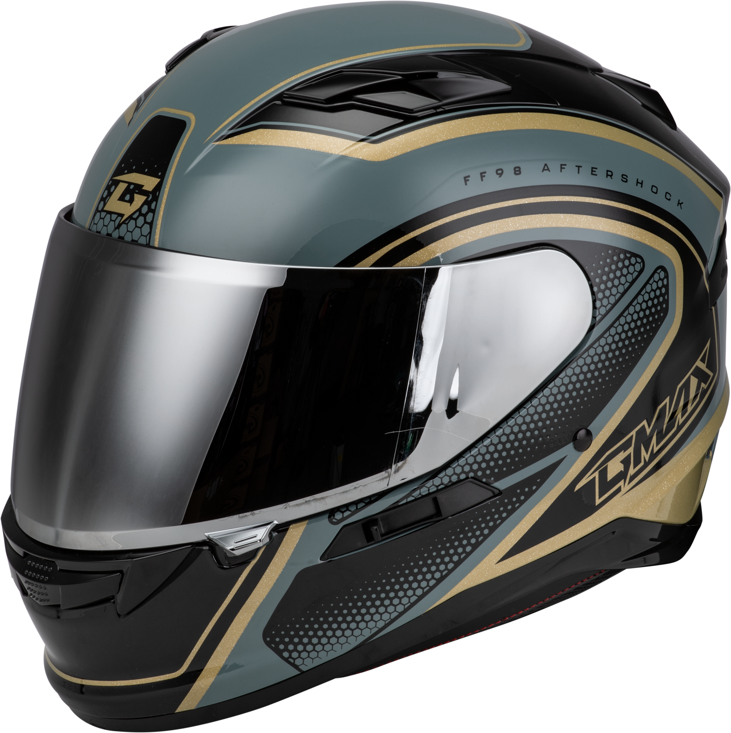 FF-98 AFTERSHOCK HELMET GREY/GOLD METALLIC XL