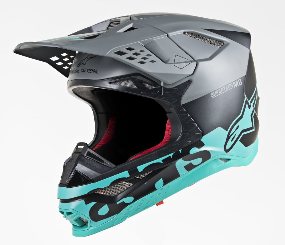 S.TECH S-M8 RADIUM HELMET BLACK/GREY/TEAL 2X