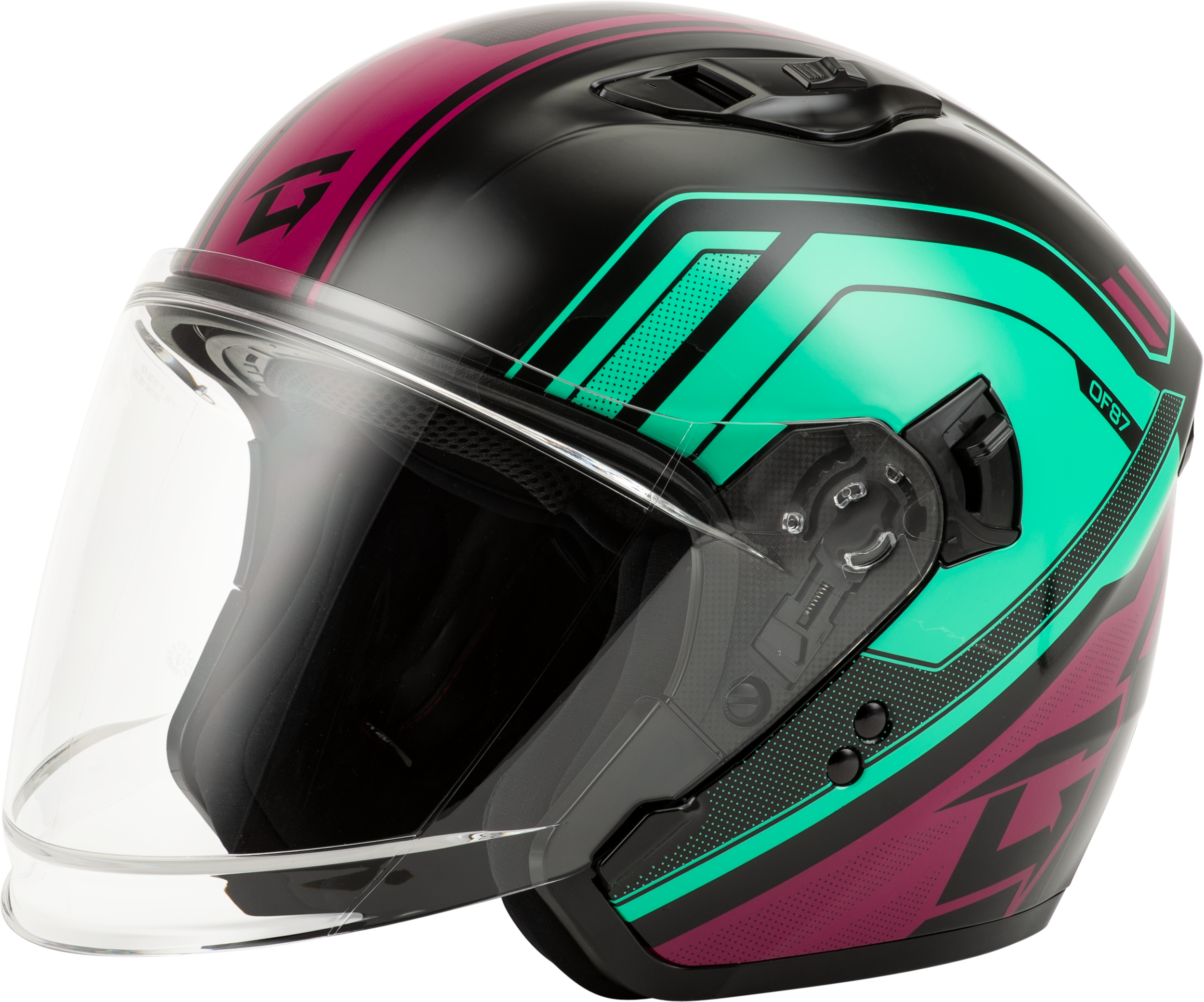 OF-87 DUKE HELMET BLACK/AQUA/CORAL 2X