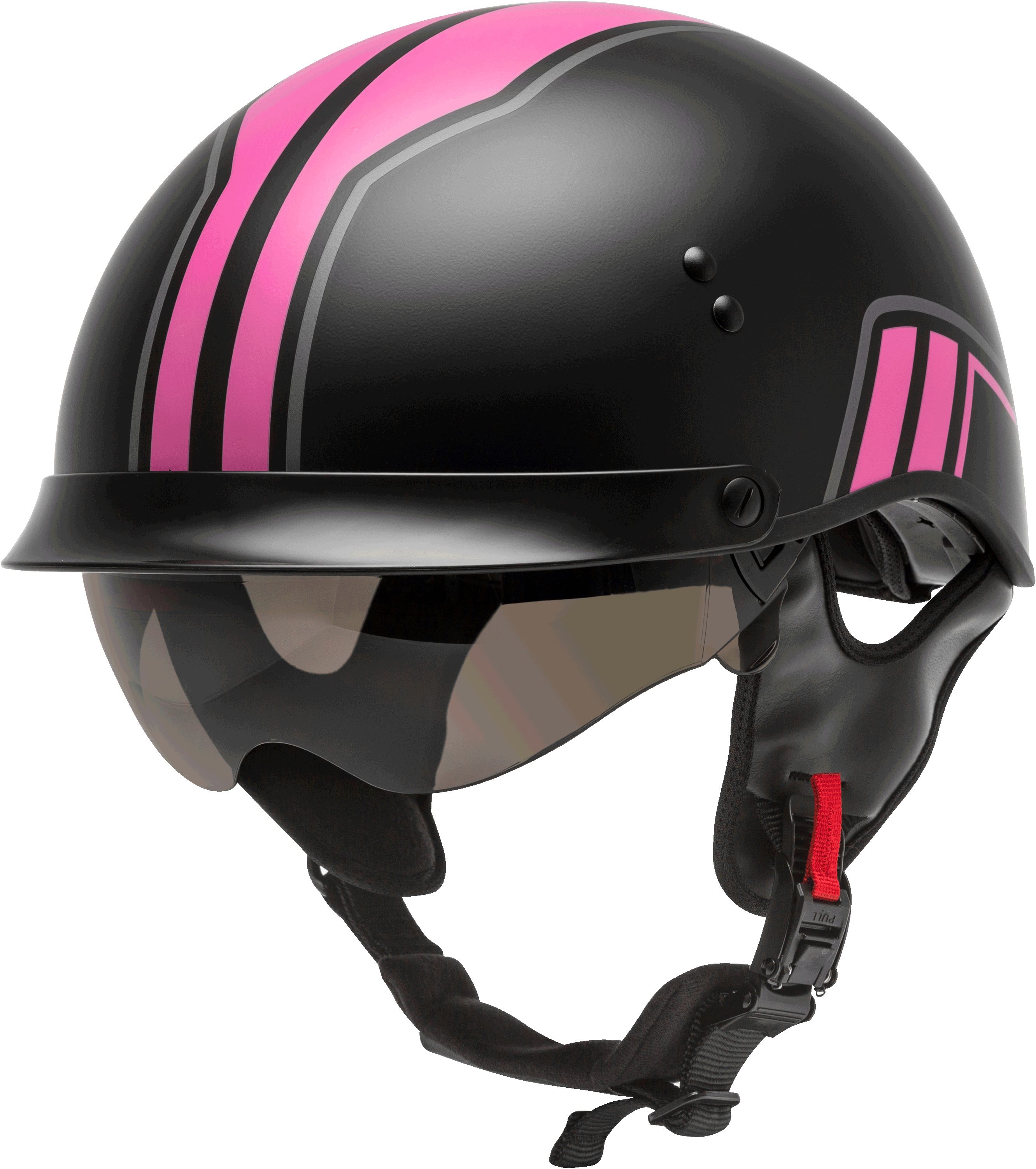 HH-65 HALF HELMET FULL DRESSED TWIN MATTE BLACK/PINK XL