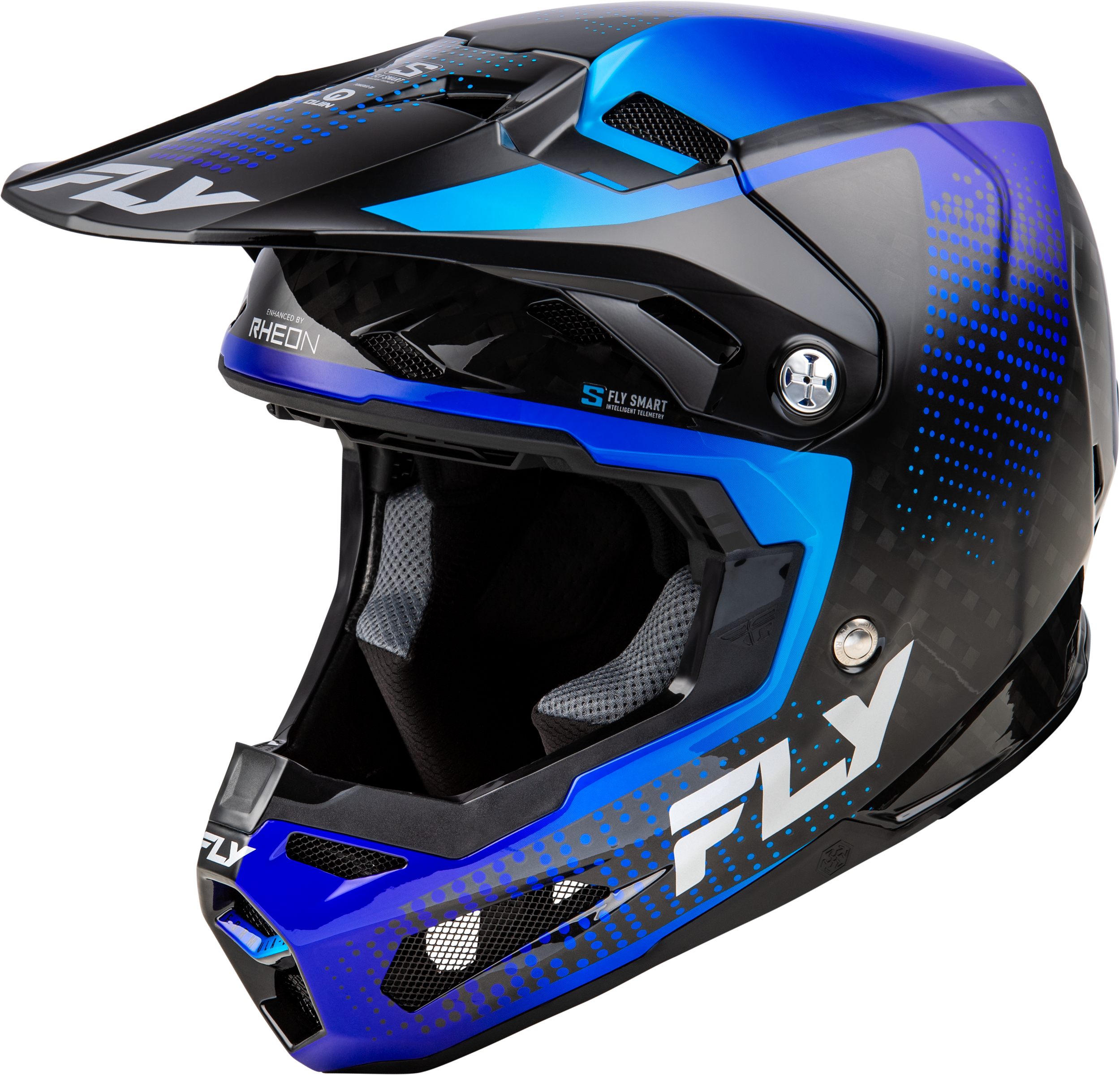 YTH FORMULA S CARBON PROTOCOL HELMET BLACK CARBON/BLUE YL