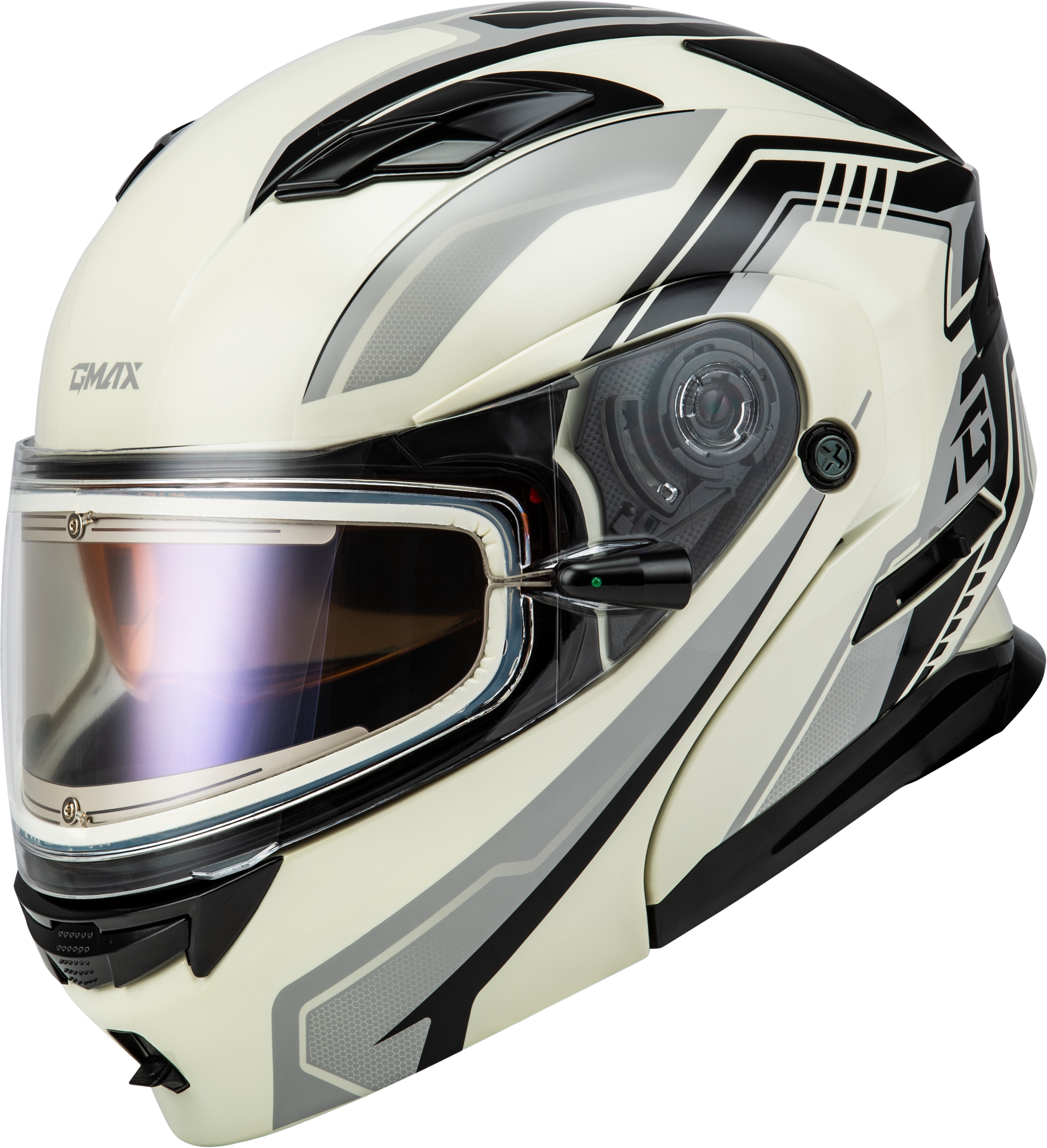 MD-01S TRANSISTOR SNOW HELMET W ELEC SHLD WHITE/GREY/BLK SM