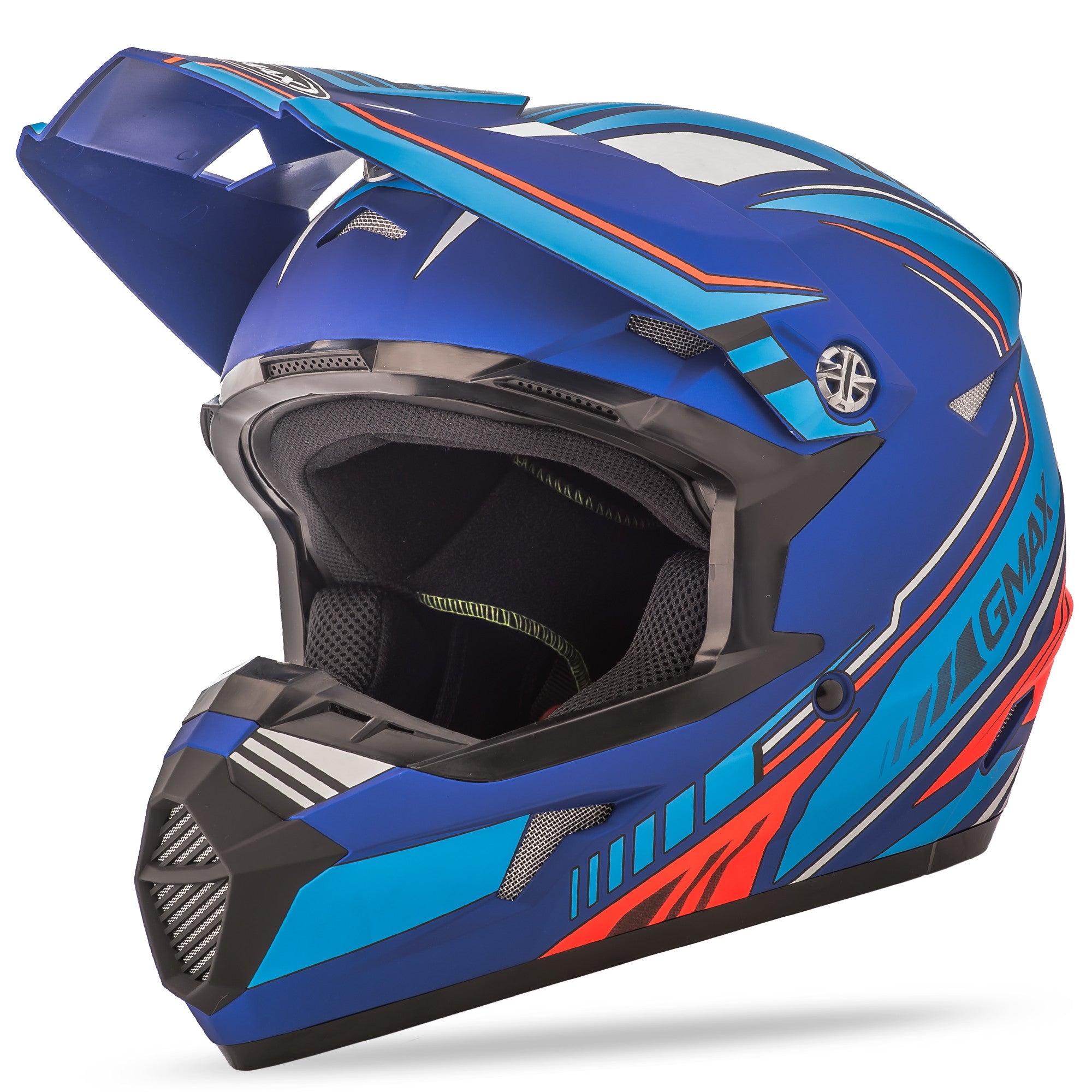 MX-46 OFF-ROAD UNCLE HELMET MATTE BLUE/HI-VIS RED 2X
