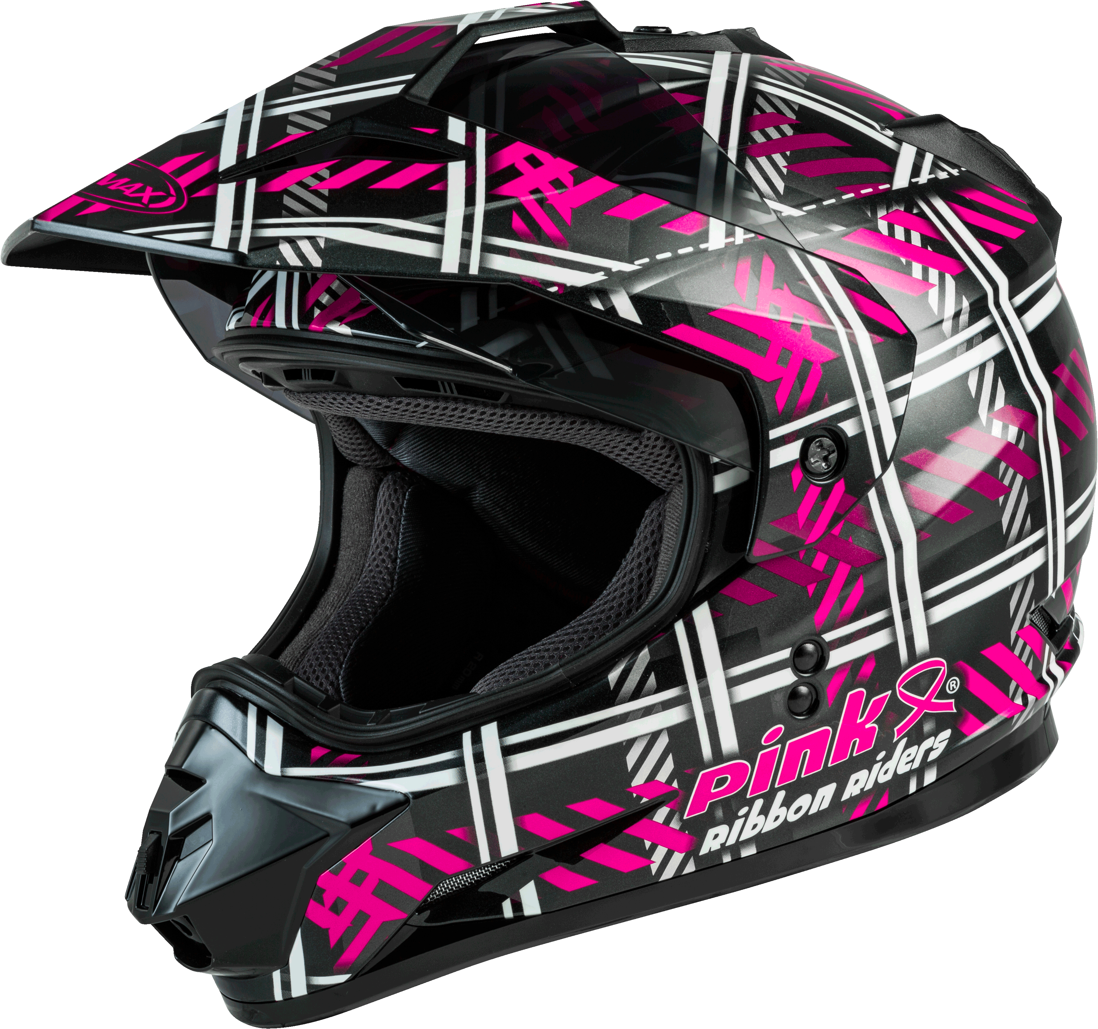 GM-11 DUAL-SPORT PINK RIBBON RIDERS HELMET BLACK/PINK SM