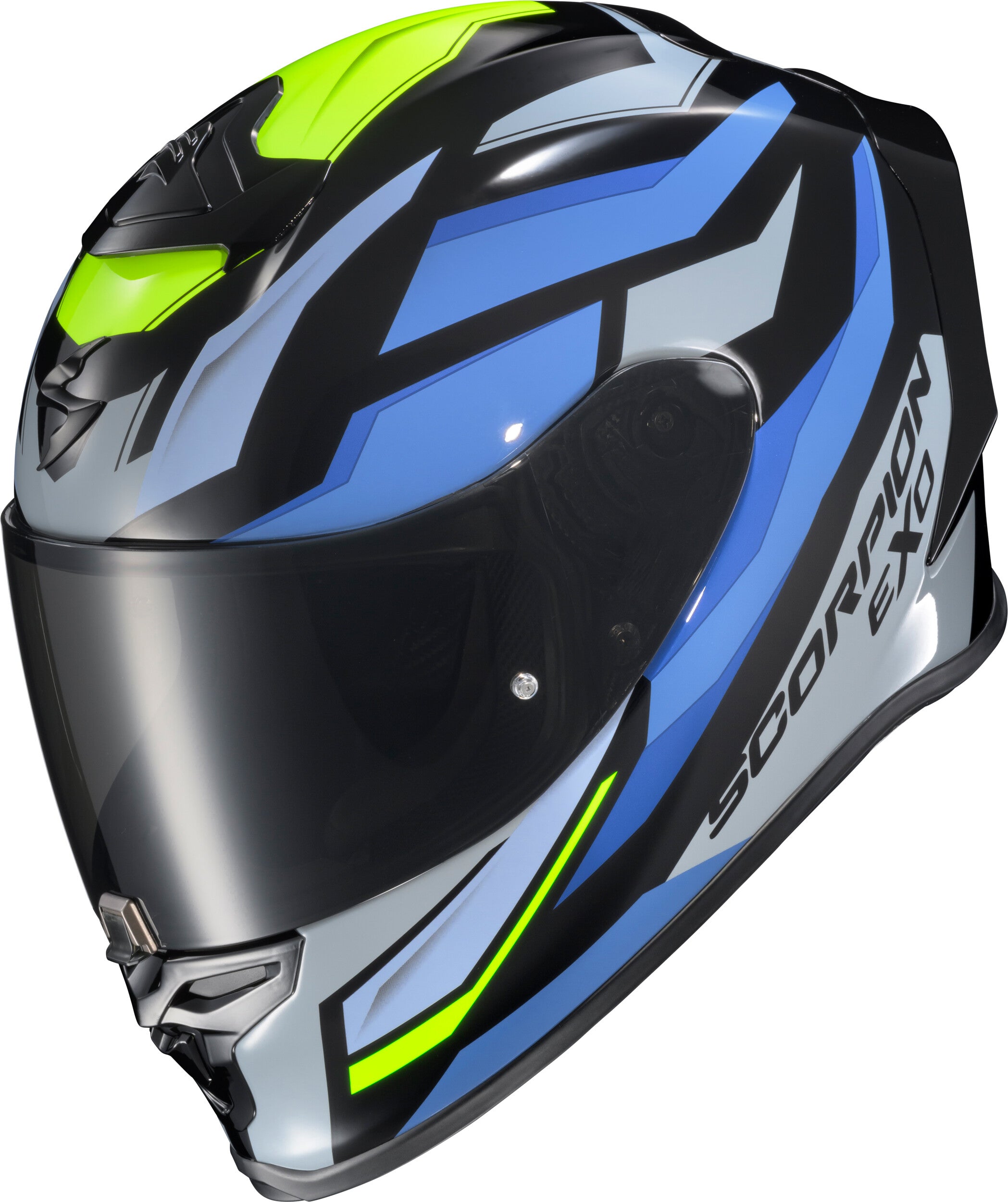 EXO-R1 AIR FULL FACE HELMET RAVEN BLACK/BLUE/HI VIZ MD